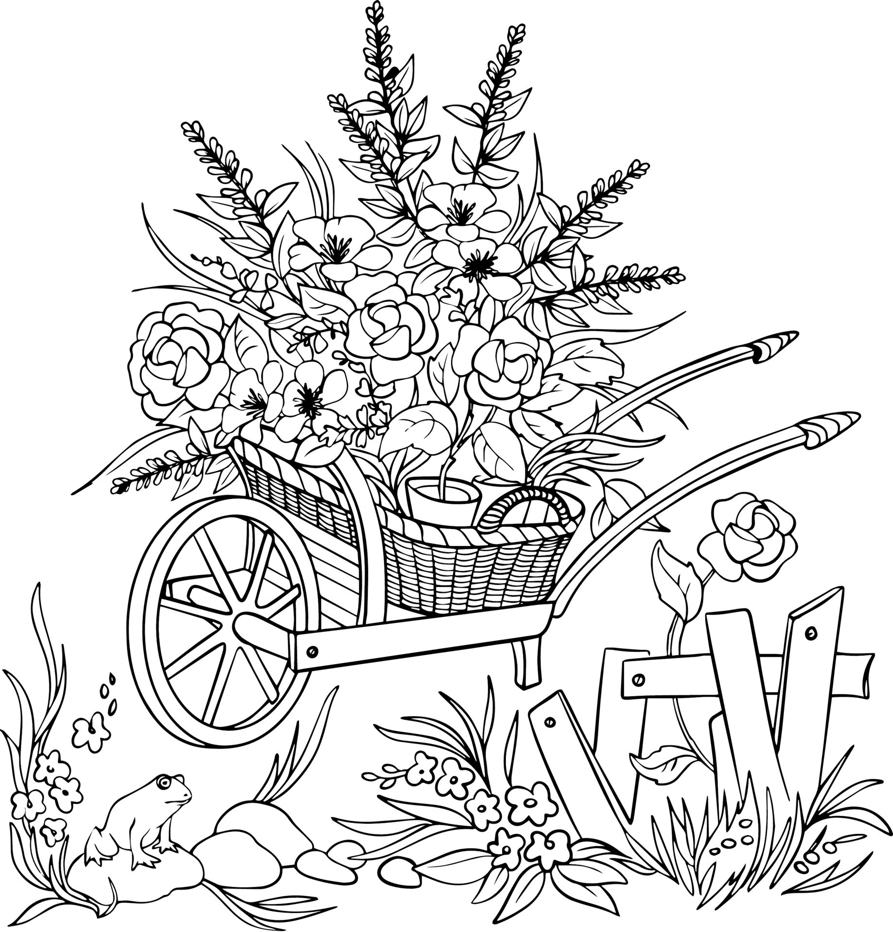 Livro Para Colorir Da Grama E Dos Desenhos Animados Das Flores Para  Crianças Ilustração do Vetor - Ilustração de jardim, desenho: 54050405