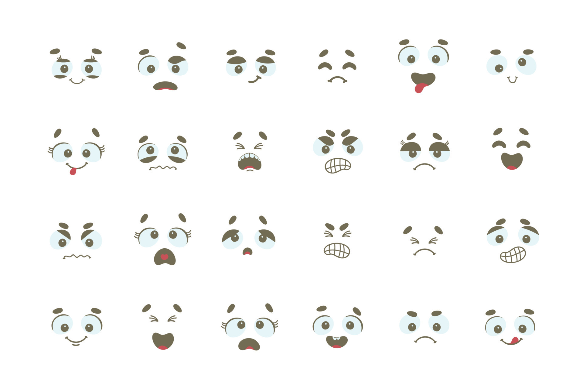 Conjunto de expressões de rosto em quadrinhos
