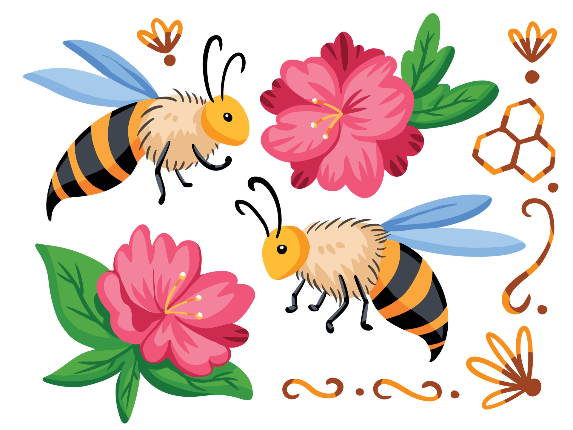 padrão rosa bebê. padrão de abelhas com abelhas bonitos. abelhas voadoras.  insetos listrados. para crianças. em um fundo transparente 16637410 PNG
