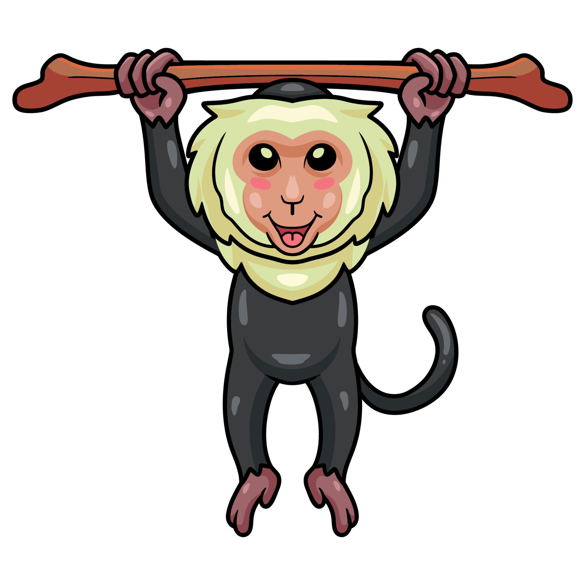 bonitinho macaco-prego desenho animado árvore pendurada 14328833 Vetor no  Vecteezy