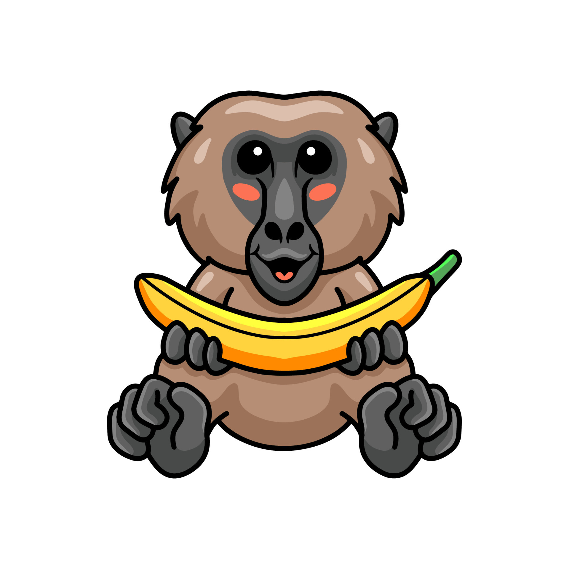 Desenho de macaco segurando uma banana