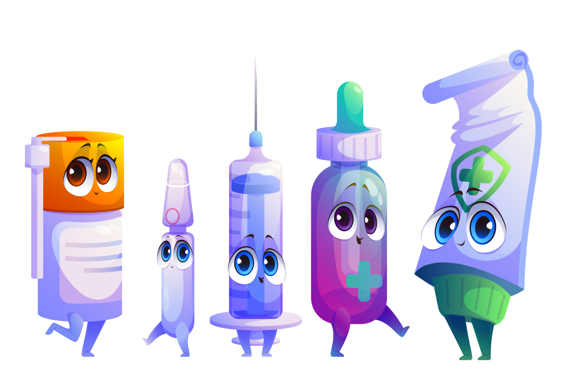 personagens de medicamentos, pílulas e drogas dos desenhos animados  23515721 Vetor no Vecteezy