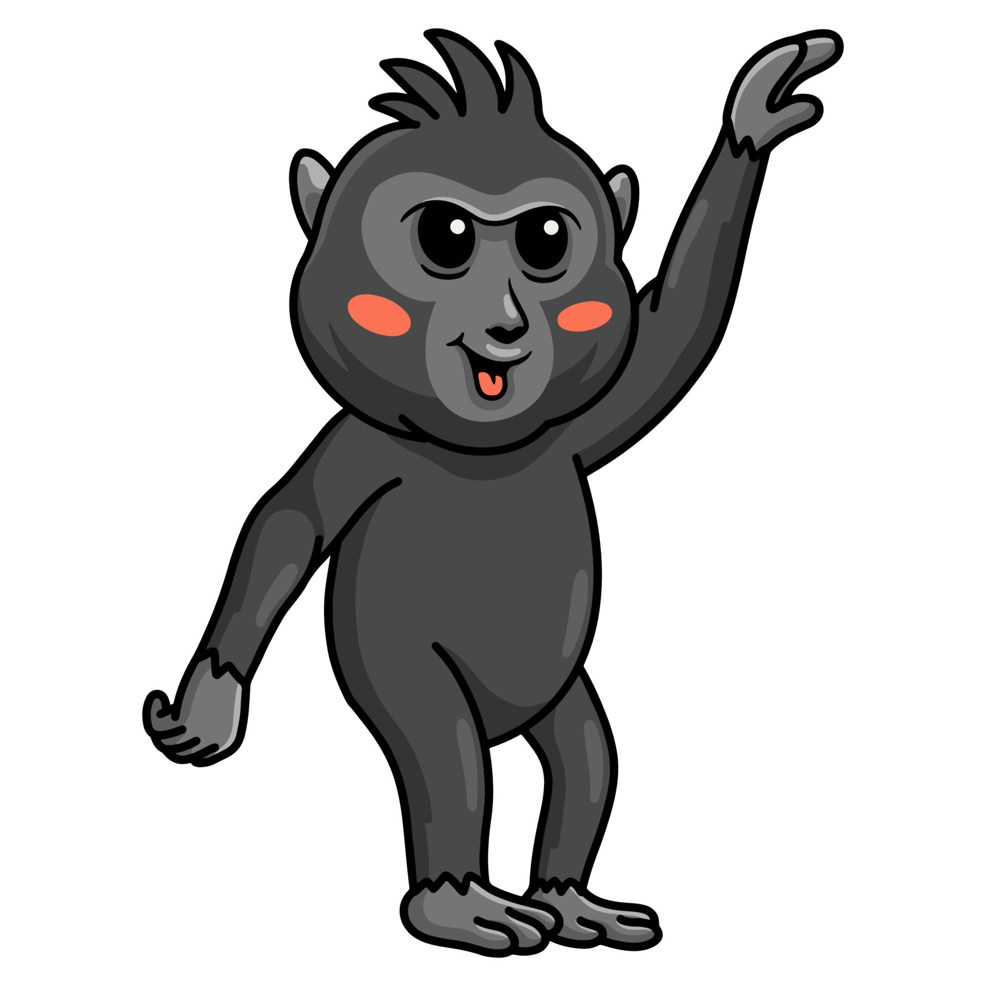 Baixe Macaco de desenho animado adorável sentado em um fundo preto