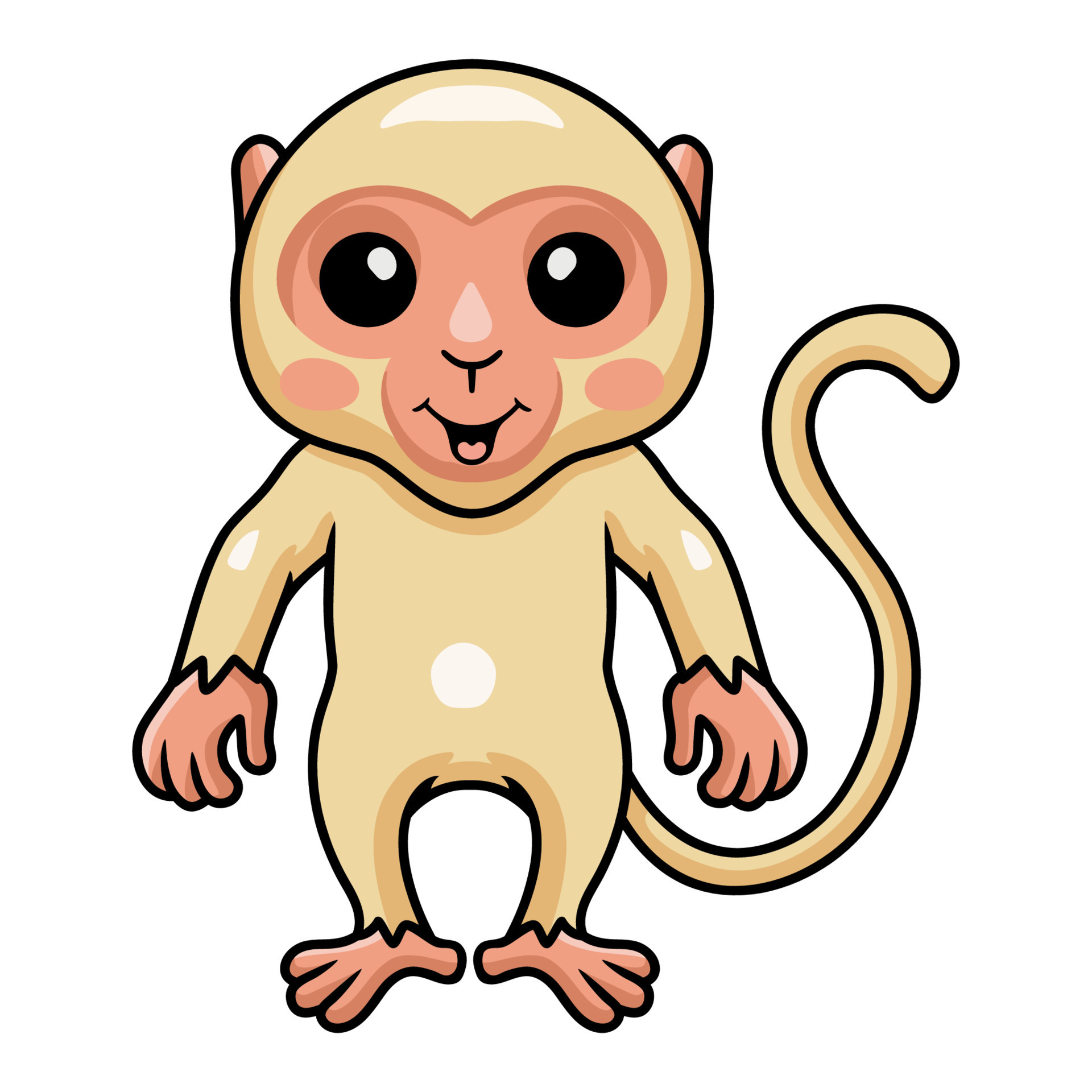 Desenho de macaco albino bonitinho acenando a mão