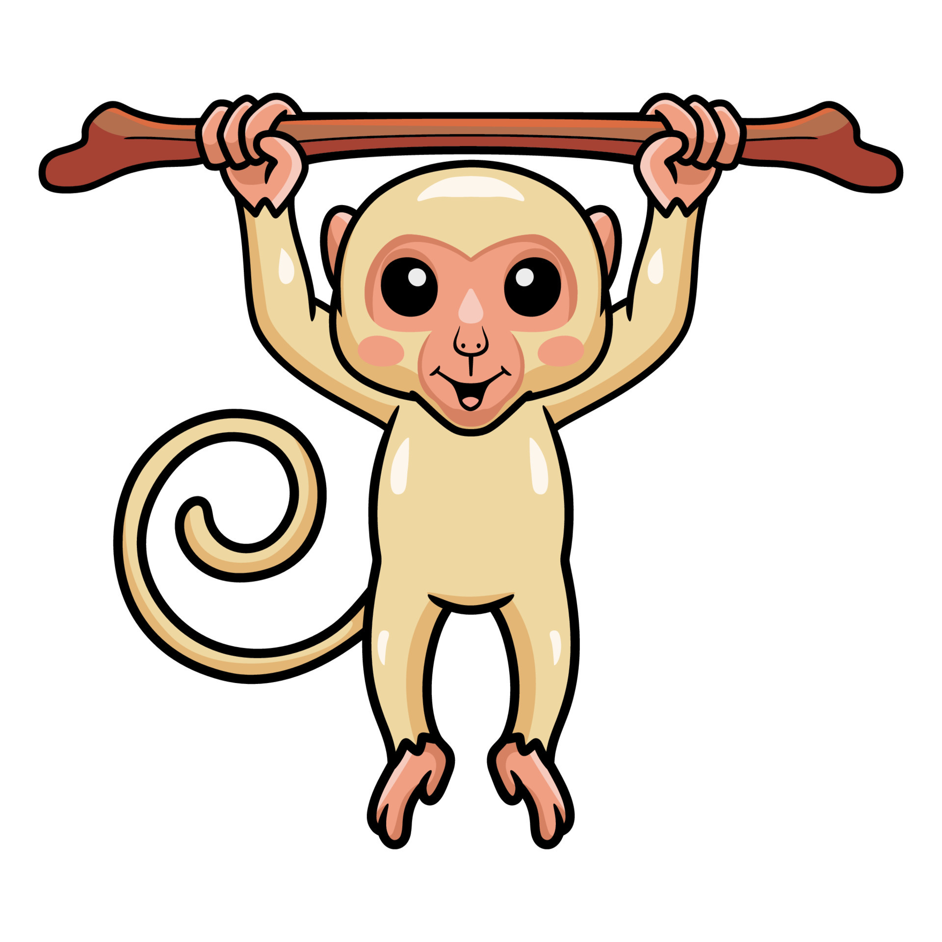 desenho de macaco albino bonitinho pendurado no galho da árvore 14459908  Vetor no Vecteezy