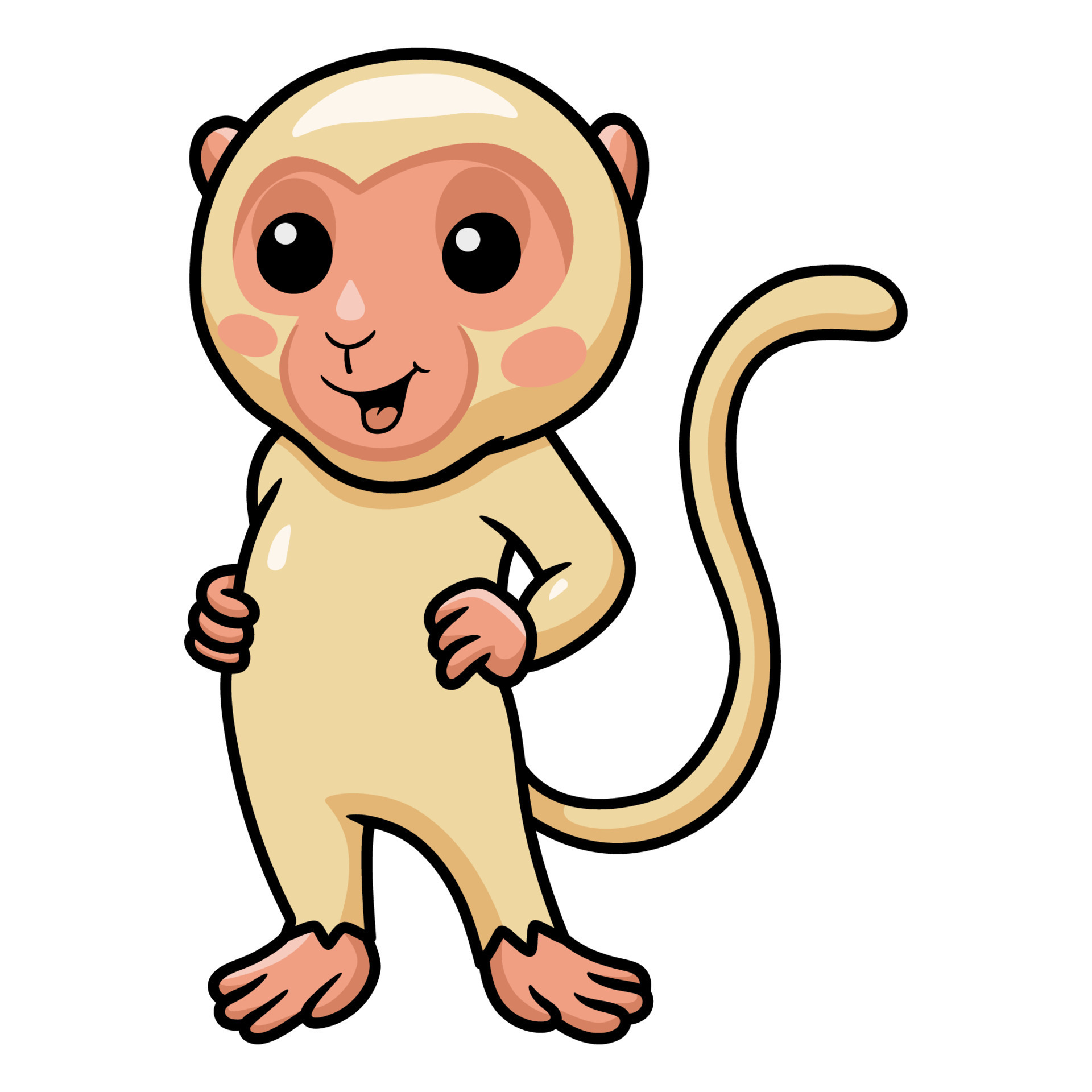 desenho de macaco albino bonitinho em pé 14459925 Vetor no Vecteezy