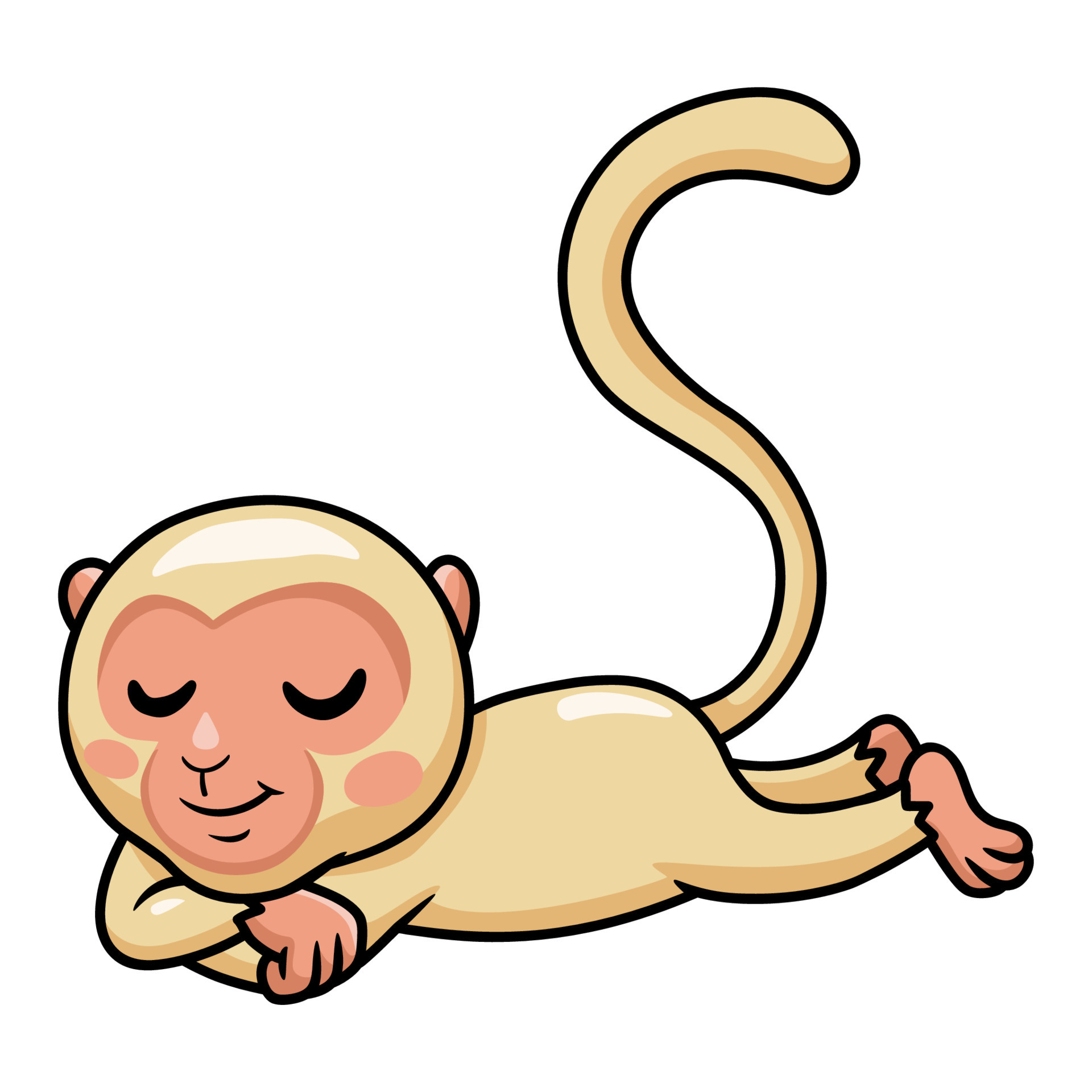 desenho de macaco albino bonitinho dormindo 14459933 Vetor no Vecteezy