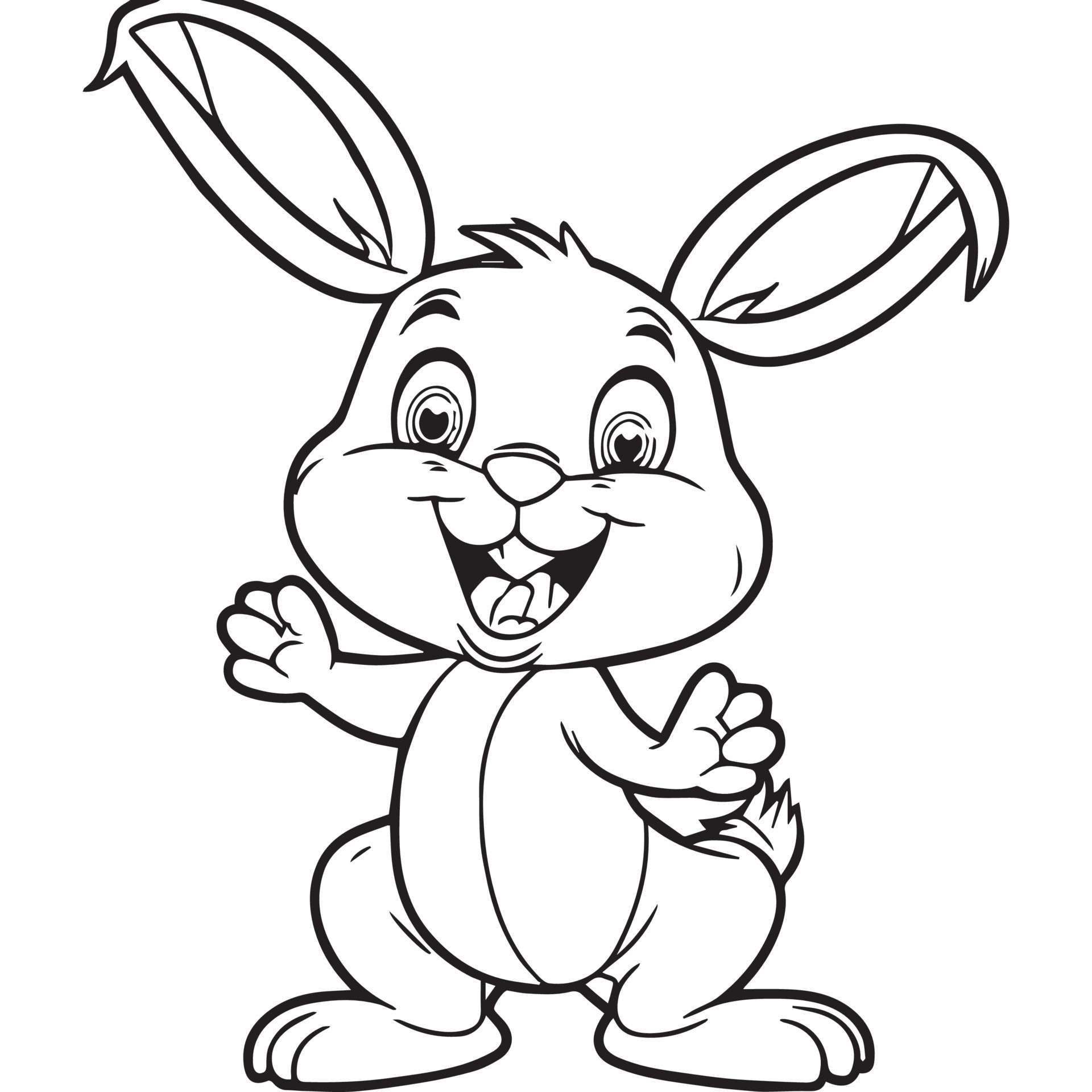 imprimir livro de colorir de coelho de desenho animado bonito para