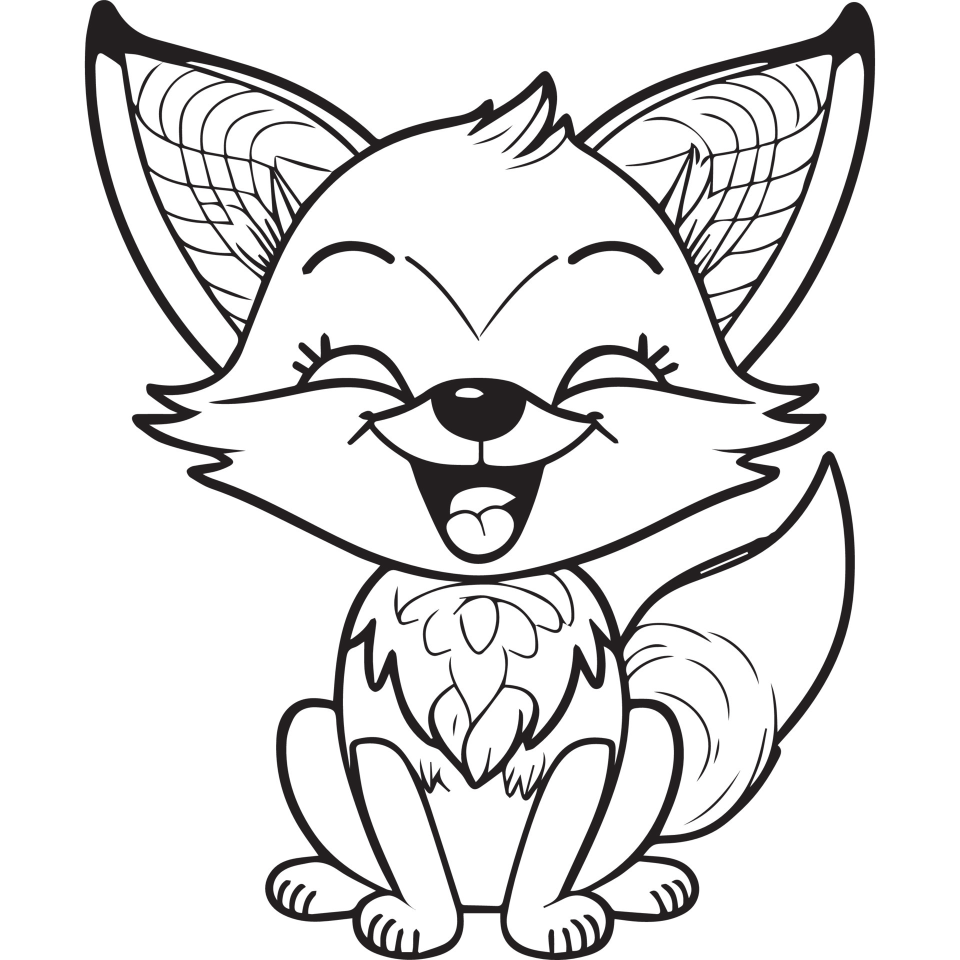 ilustração de contorno dos desenhos animados de raposa feliz