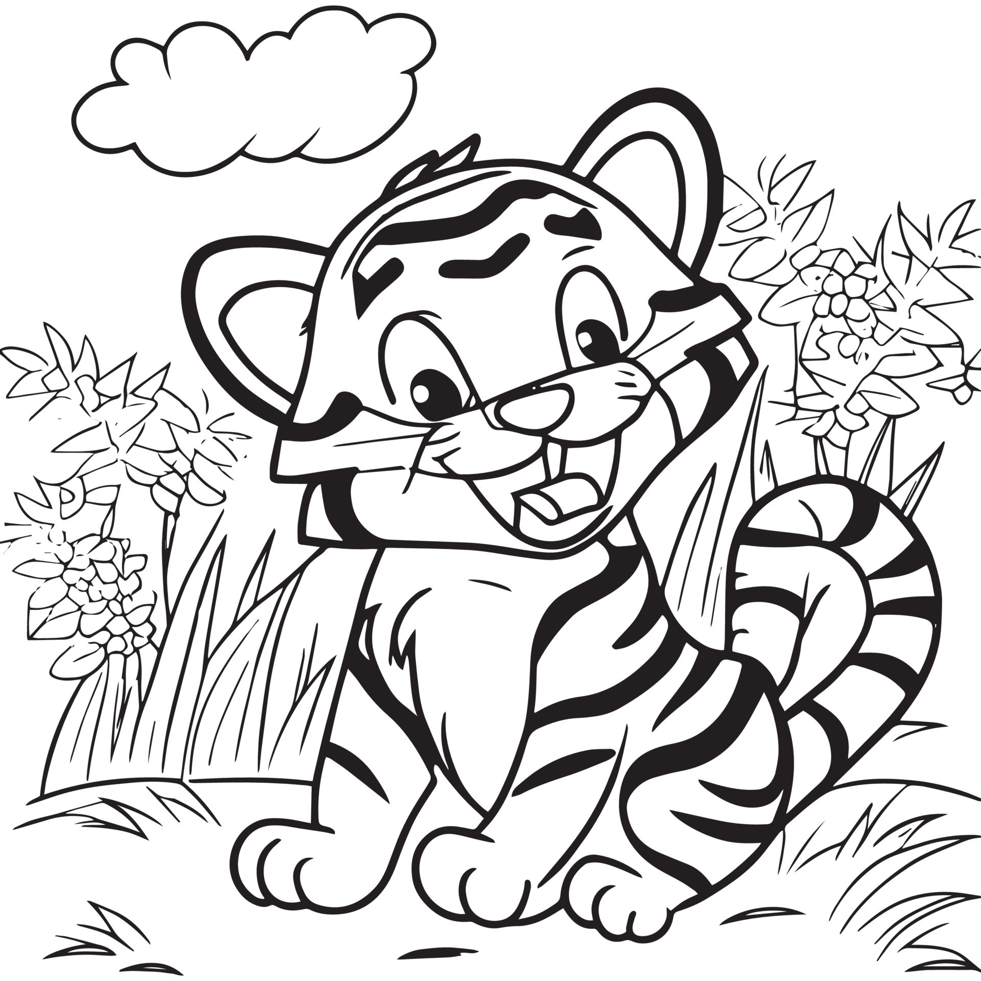 permite colorir o livro de colorir animais fofos para crianças pequenas.  jogo de educação para crianças. pintar o tigre 11570080 Vetor no Vecteezy