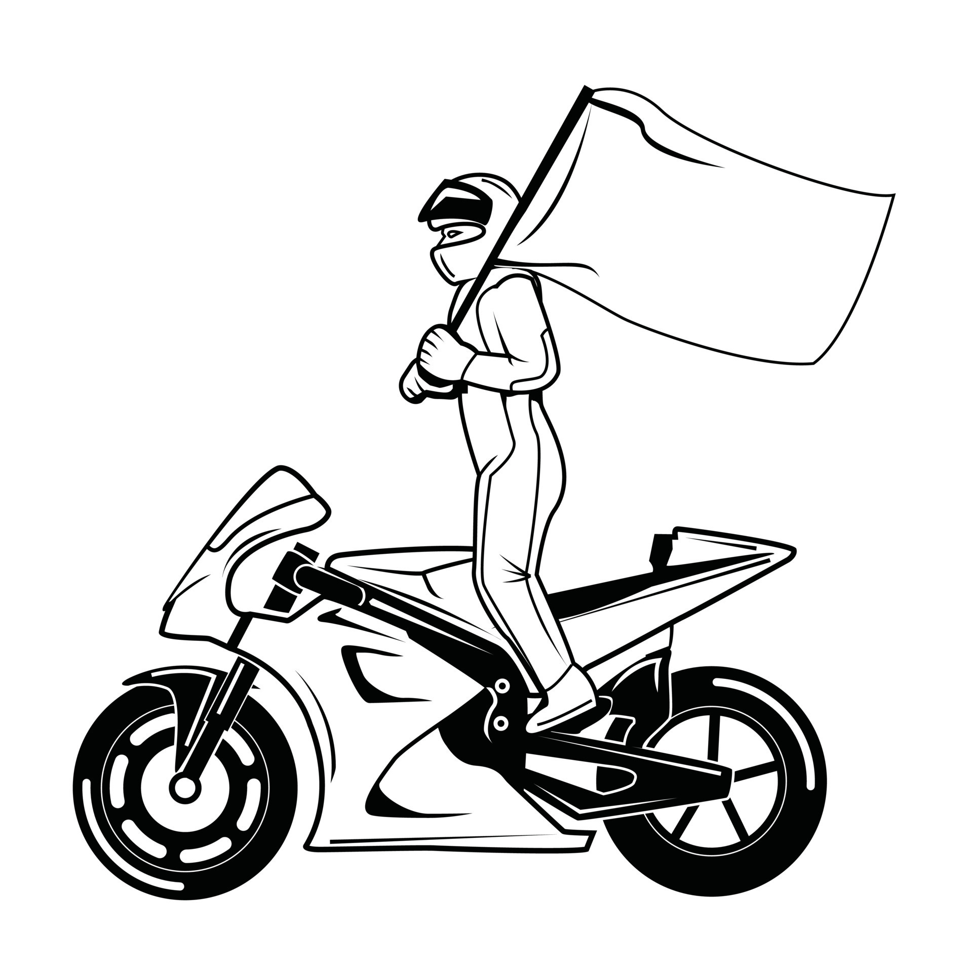 corrida de moto com bandeira preto e branco 14534614 Vetor no Vecteezy