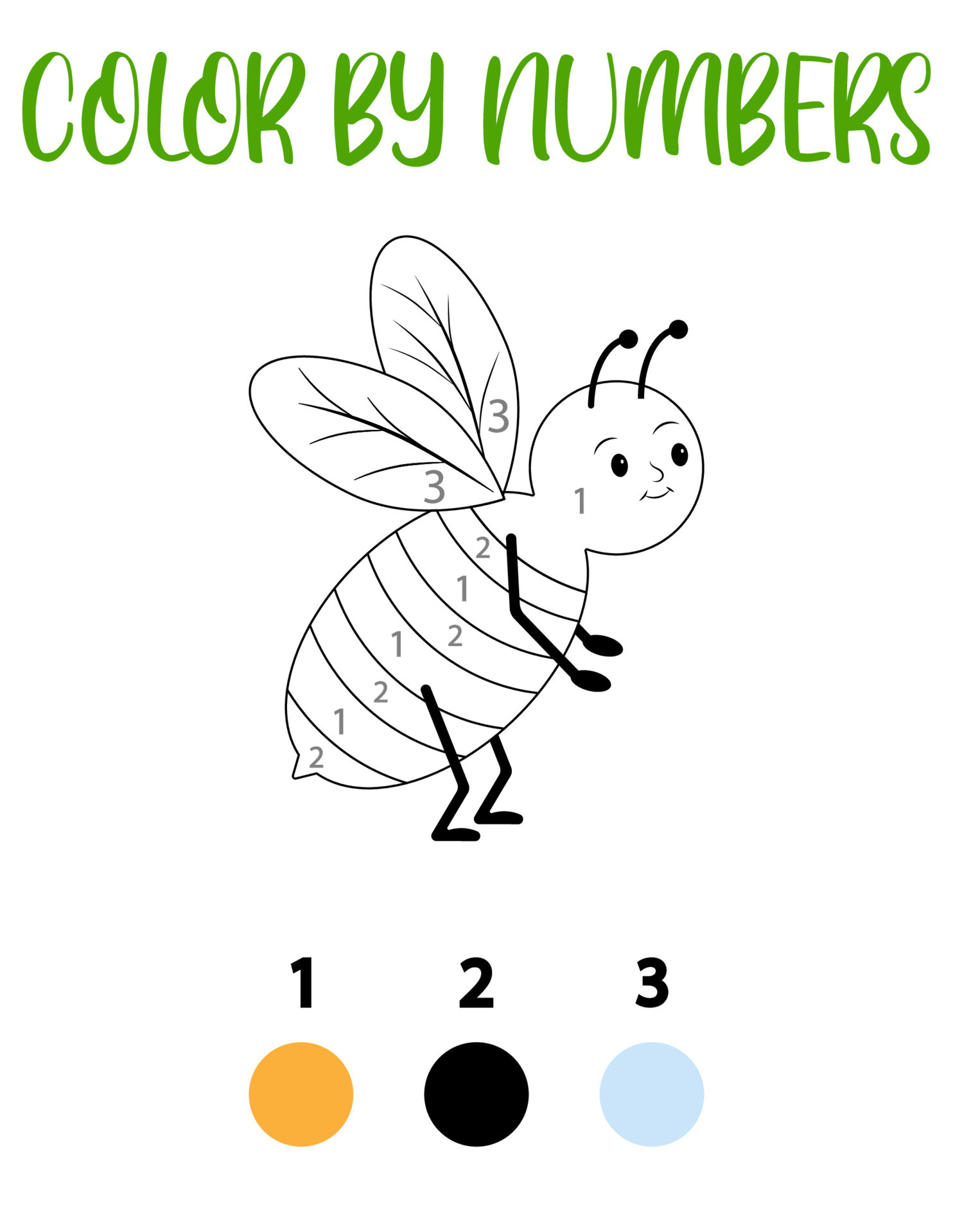 colorir por números com abelha. um jogo de quebra-cabeça para