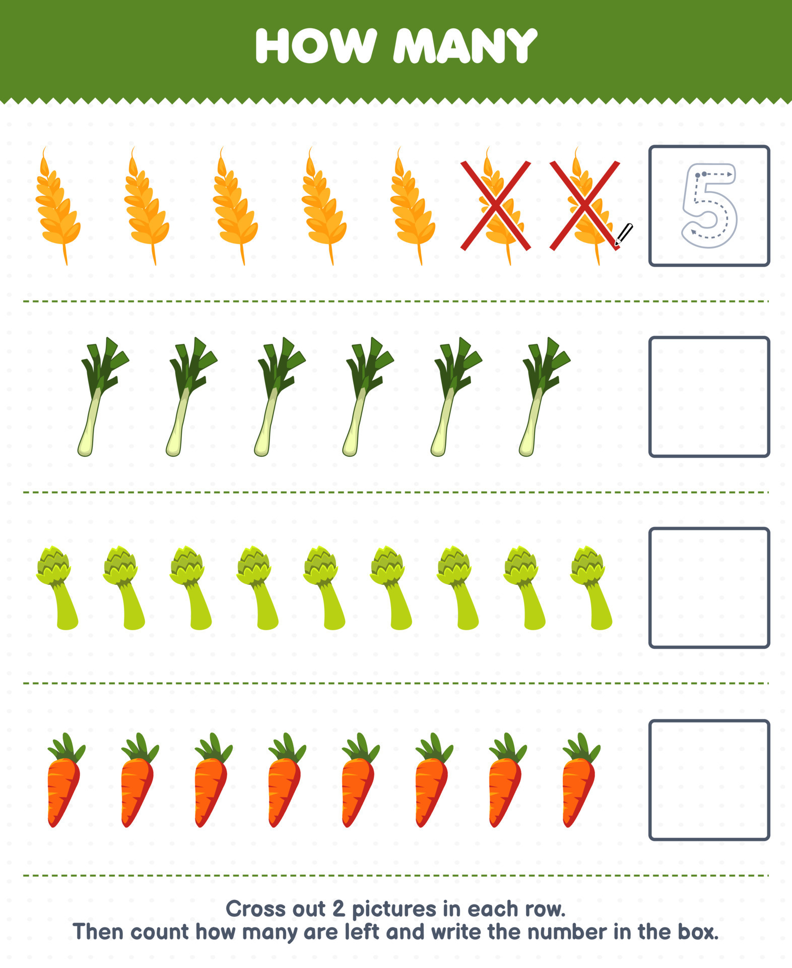 Jogo de matemática para crianças. conte o número de vegetais