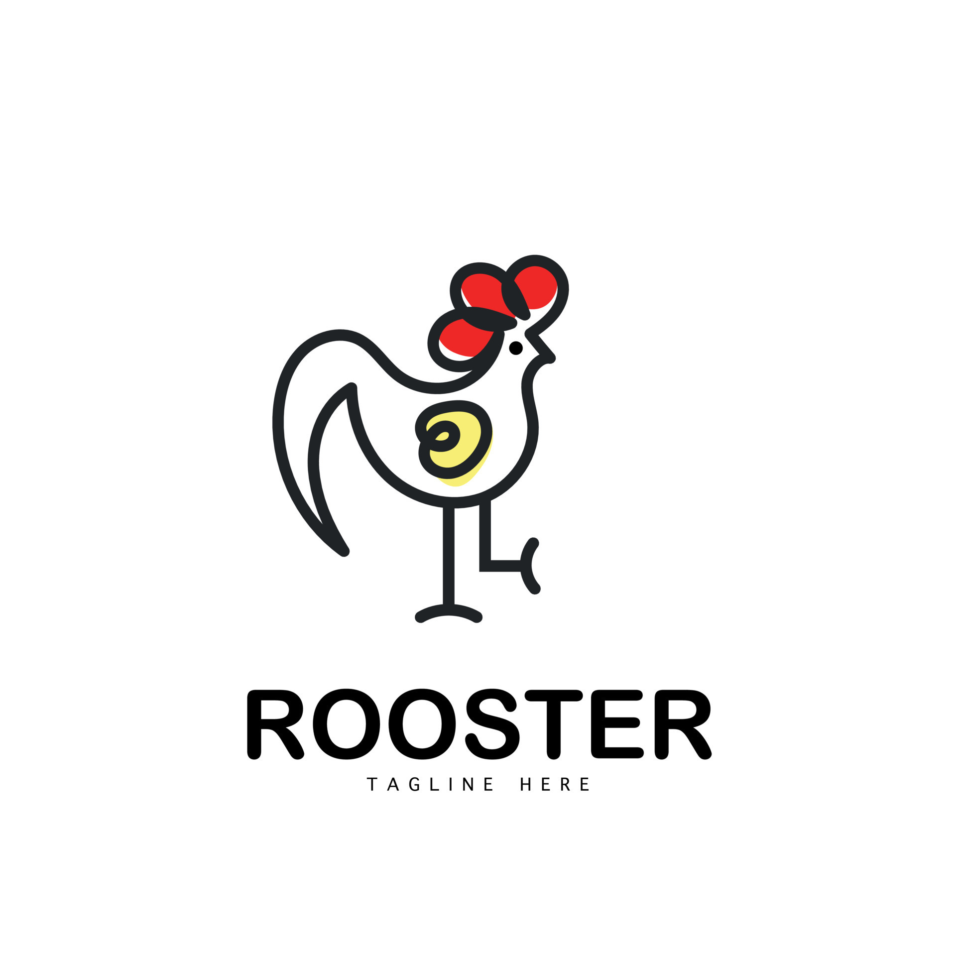 Modelo de logotipo de mascote de galinha de desenho animado