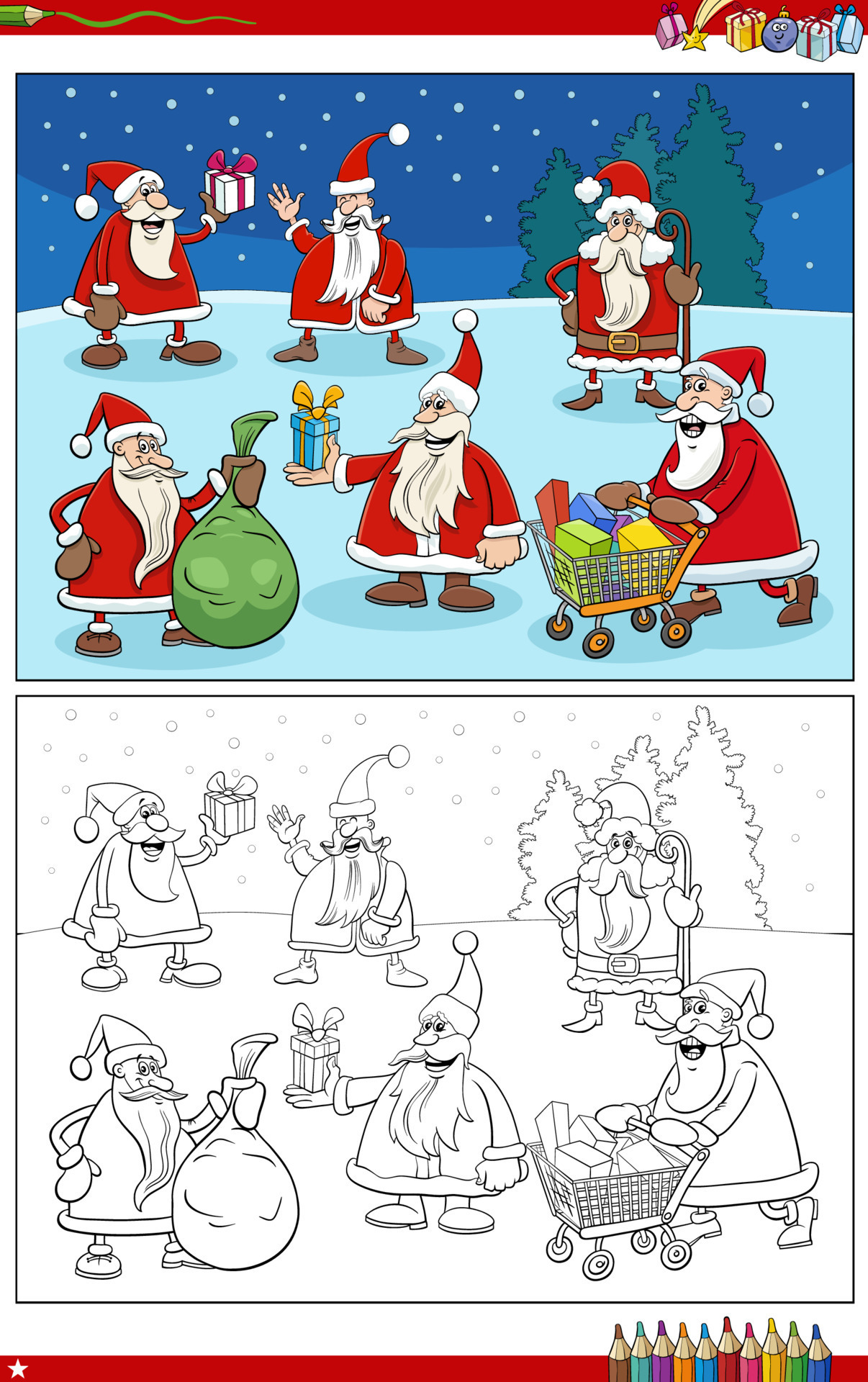 Desenho De Jogo Contagem Com Personagens Desenhos Animados Papai Noel Na  Página Do Livro Para Colorir Natal PNG , Desenho De Natal, Desenho De Carro,  Desenho De Desenho Animado PNG Imagem para
