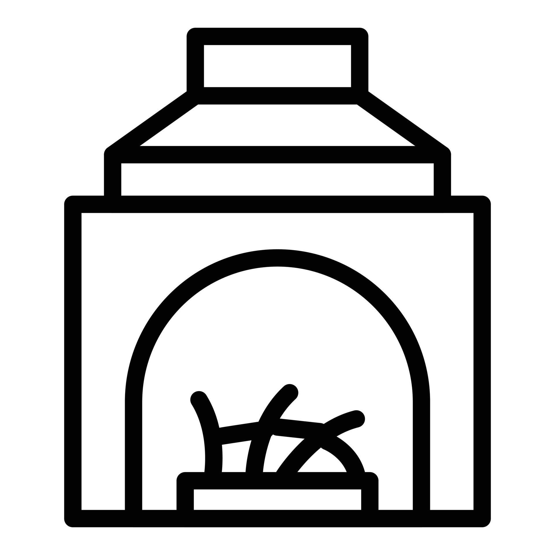 vetor de contorno do ícone do forno de aquecimento. queima de fogo