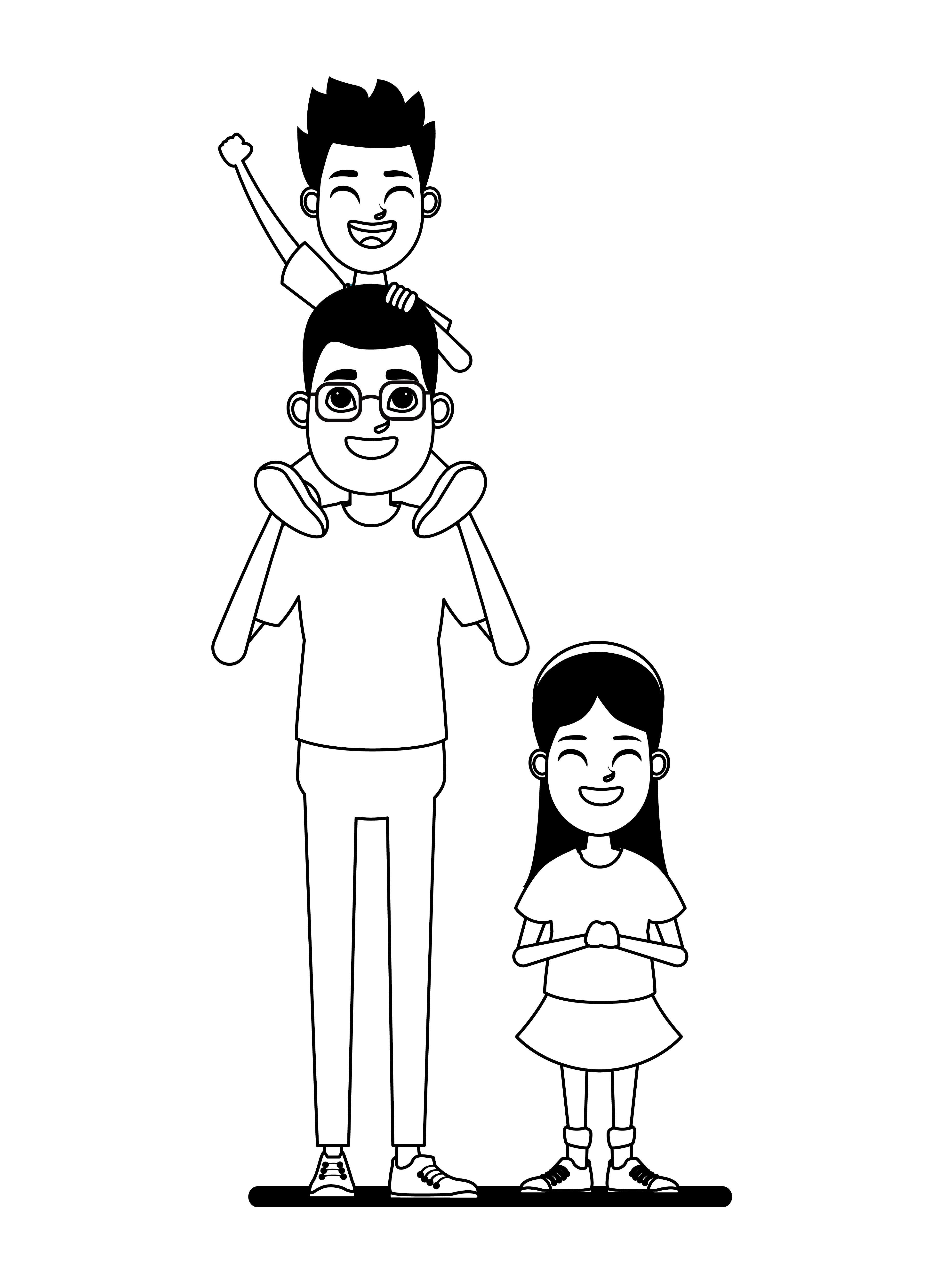 retrato de personagens de desenhos animados em família em preto e branco  1503736 Vetor no Vecteezy