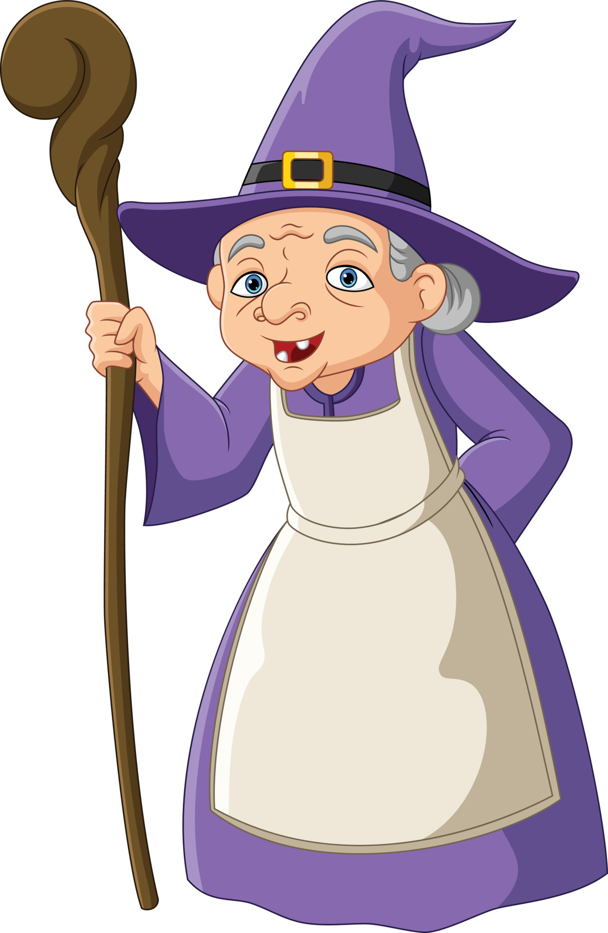 Velho personagem de desenho animado de cara de bruxa