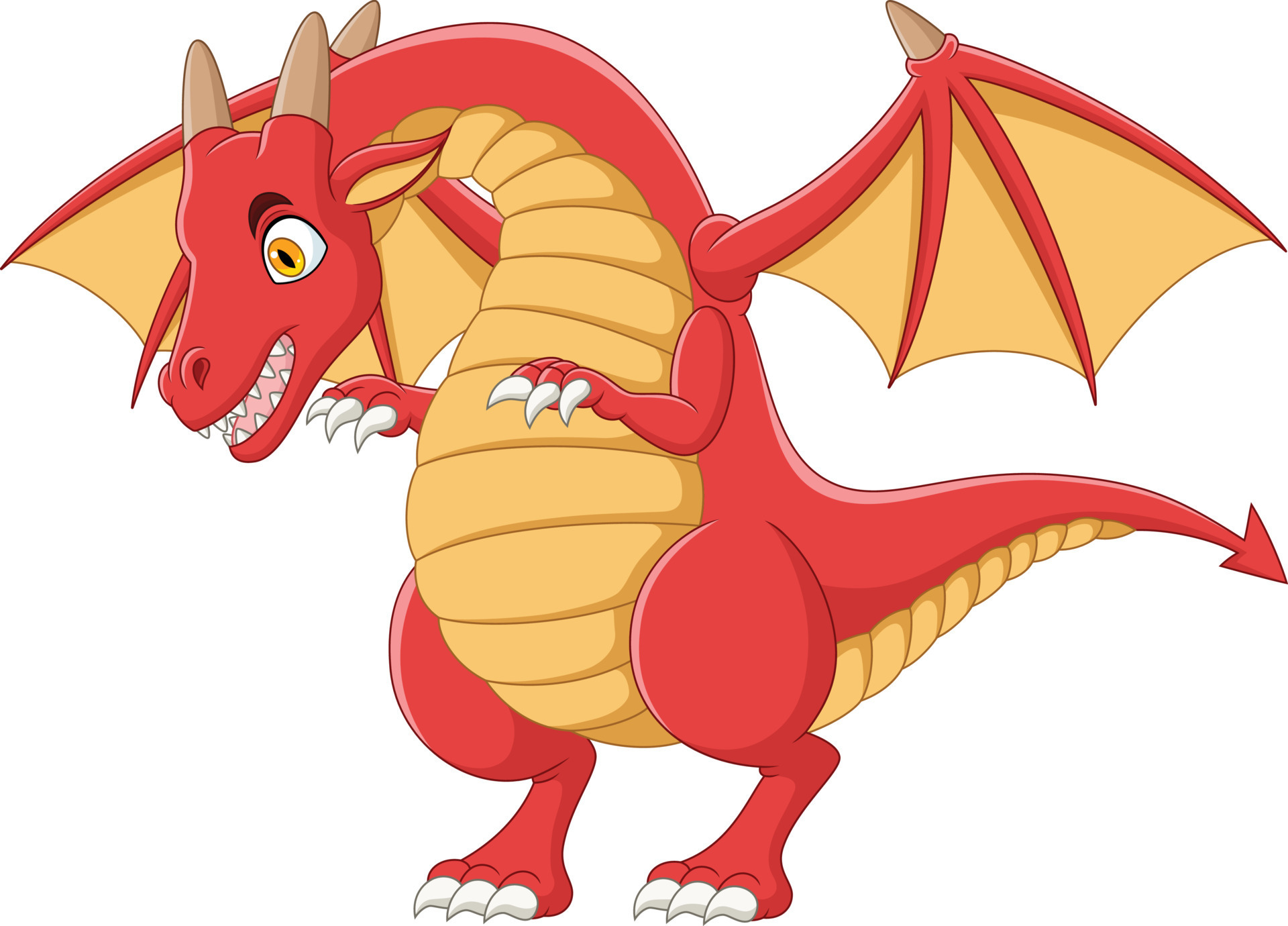 Desenho animado pequeno dragão vermelho cuspindo ilustração