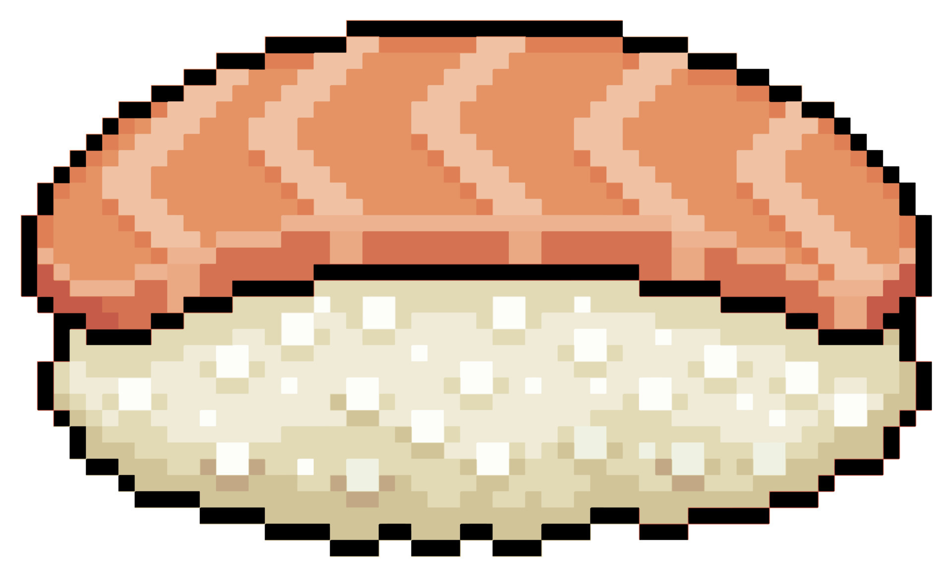 Pixel art futomaki sushi ícone vetorial de comida japonesa para jogo de 8  bits em fundo branco