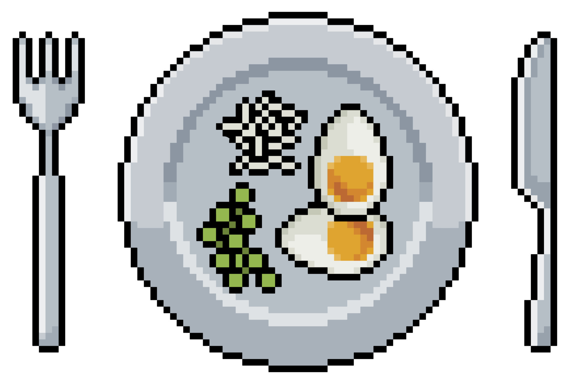 Cesta de pixel art com item de jogo de bits de ovo de páscoa em fundo  branco