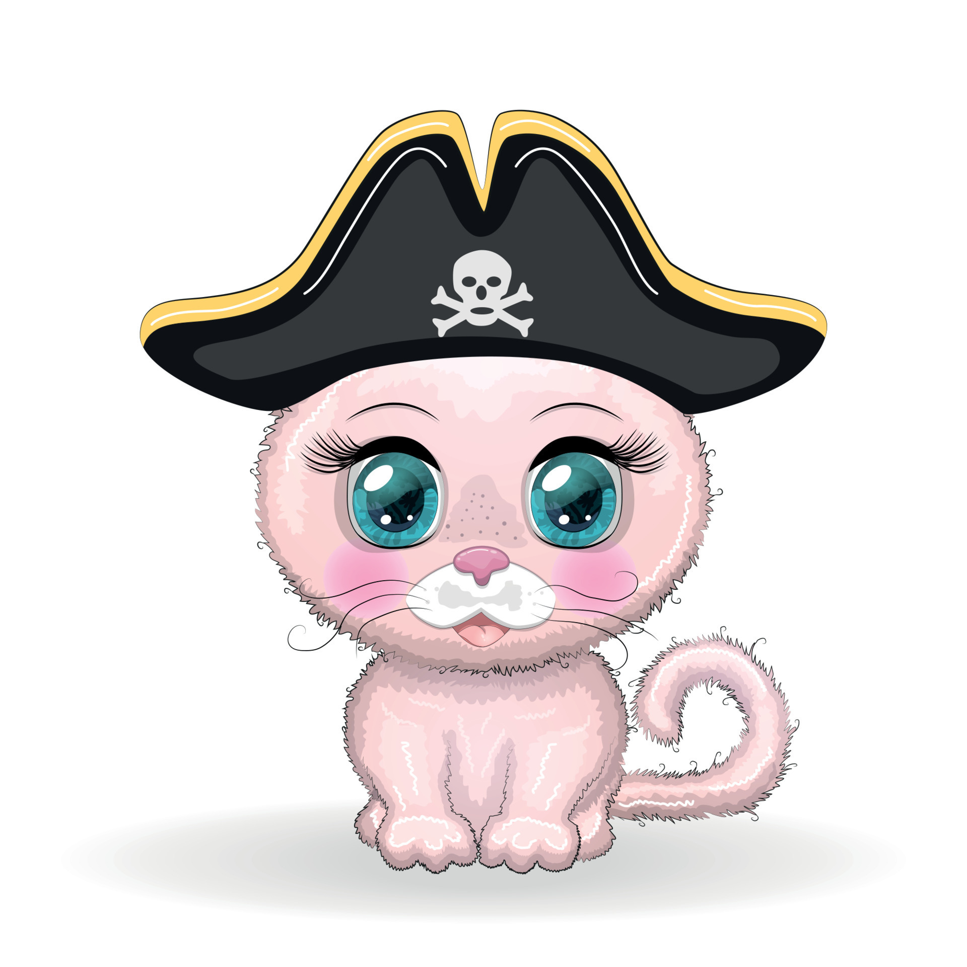 gato pirata, personagem de desenho animado do jogo, gato animal selvagem em  uma bandana e um chapéu armado com uma caveira, com um tapa-olho. 25477170  Vetor no Vecteezy