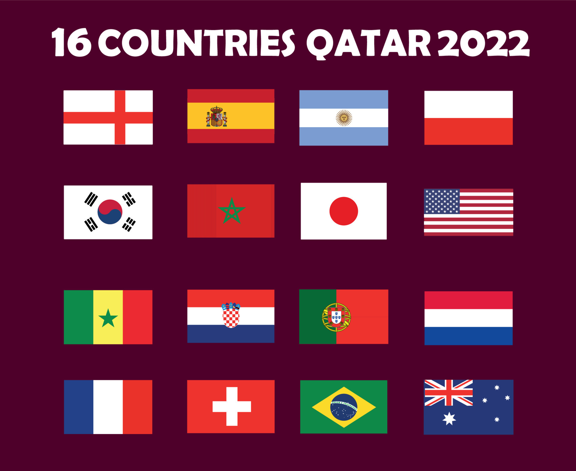 quartas de final emblema bandeira países com nomes e copa do mundo qatar  2022 logotipo símbolo design futebol final vetor países ilustração times de  futebol 15731158 Vetor no Vecteezy