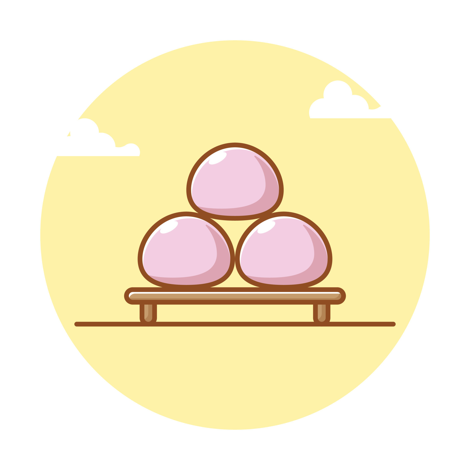 Desenho Do Vetor Mochi Daifuku Doce Tradição Kawaii Japan