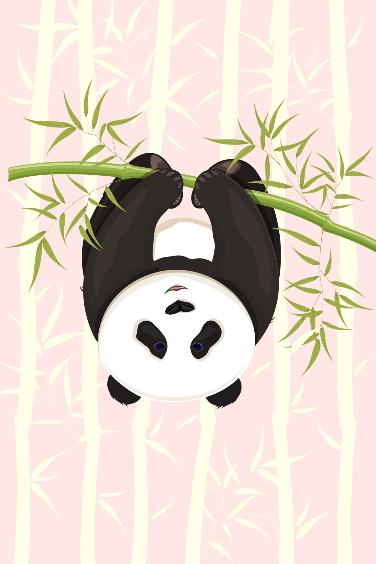 Desenho Animado Panda Pendurado Em Um Galho Vetor Ilustração