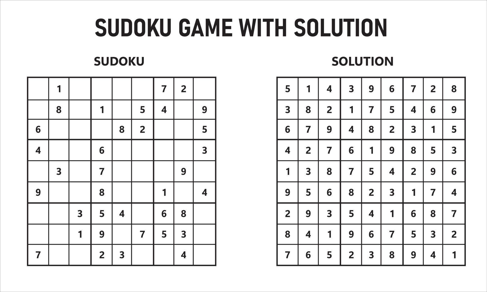 jogo sudoku com solução 15582371 Vetor no Vecteezy