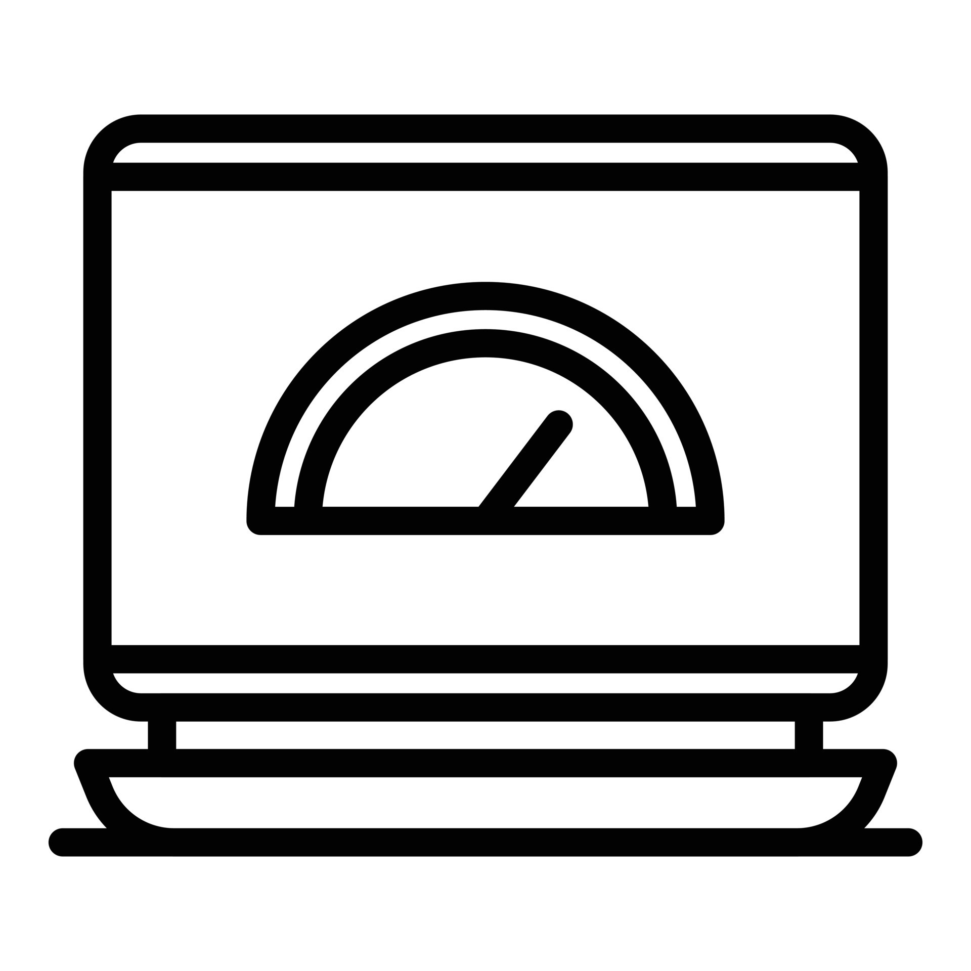 Ícone de laptop com teste de velocidade de conexão à internet na