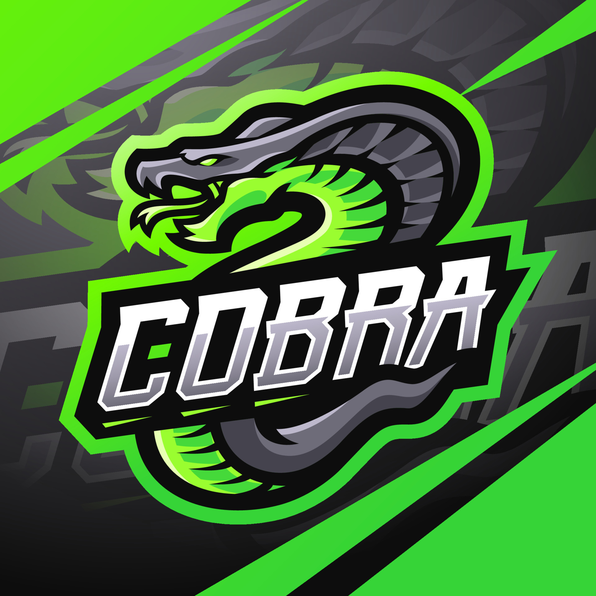 Personagem mascote da cobra cobra para design de logotipo de jogos