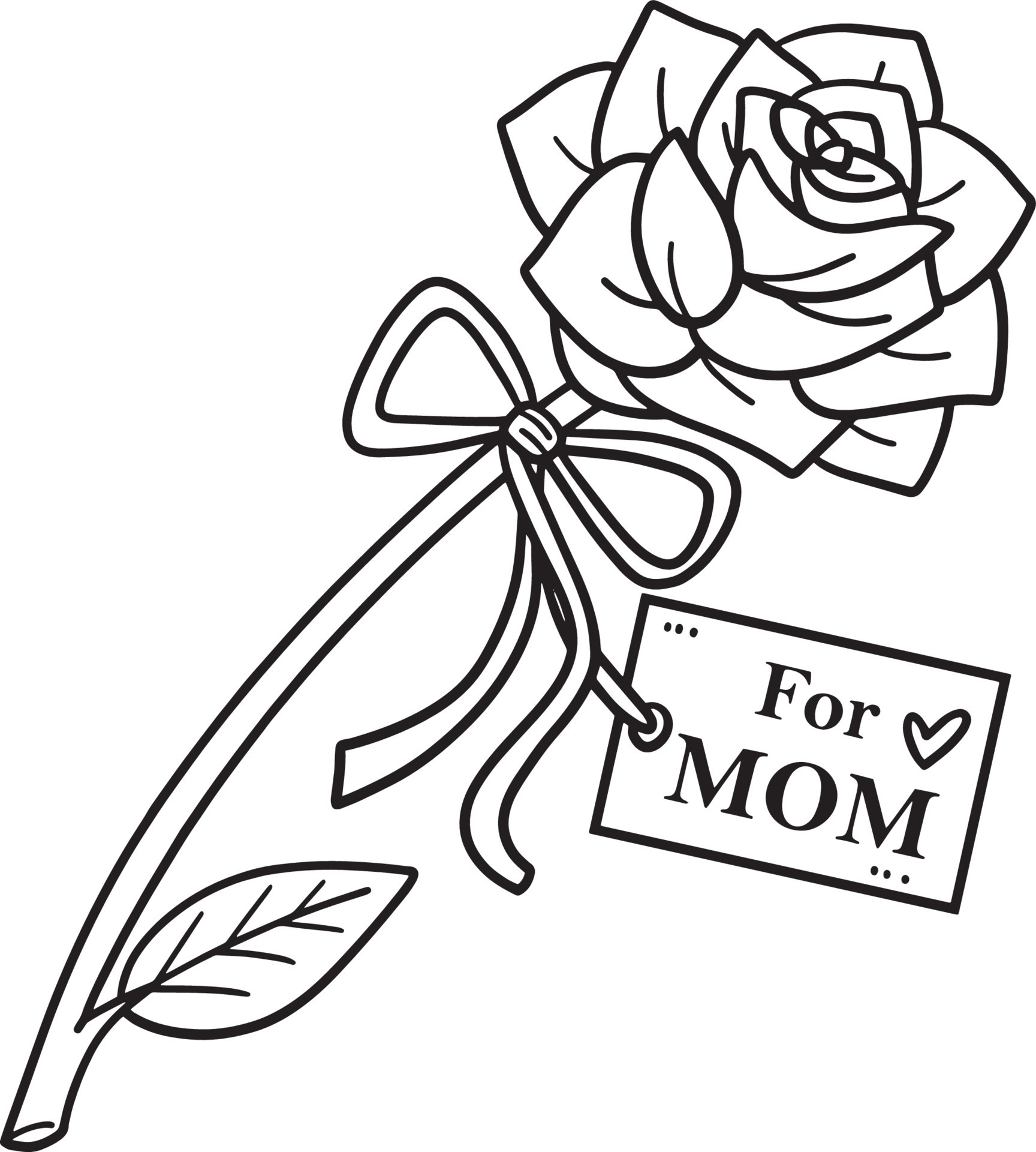 Desenho para colorir de mãe e filha do Dia das Mães Kawaii