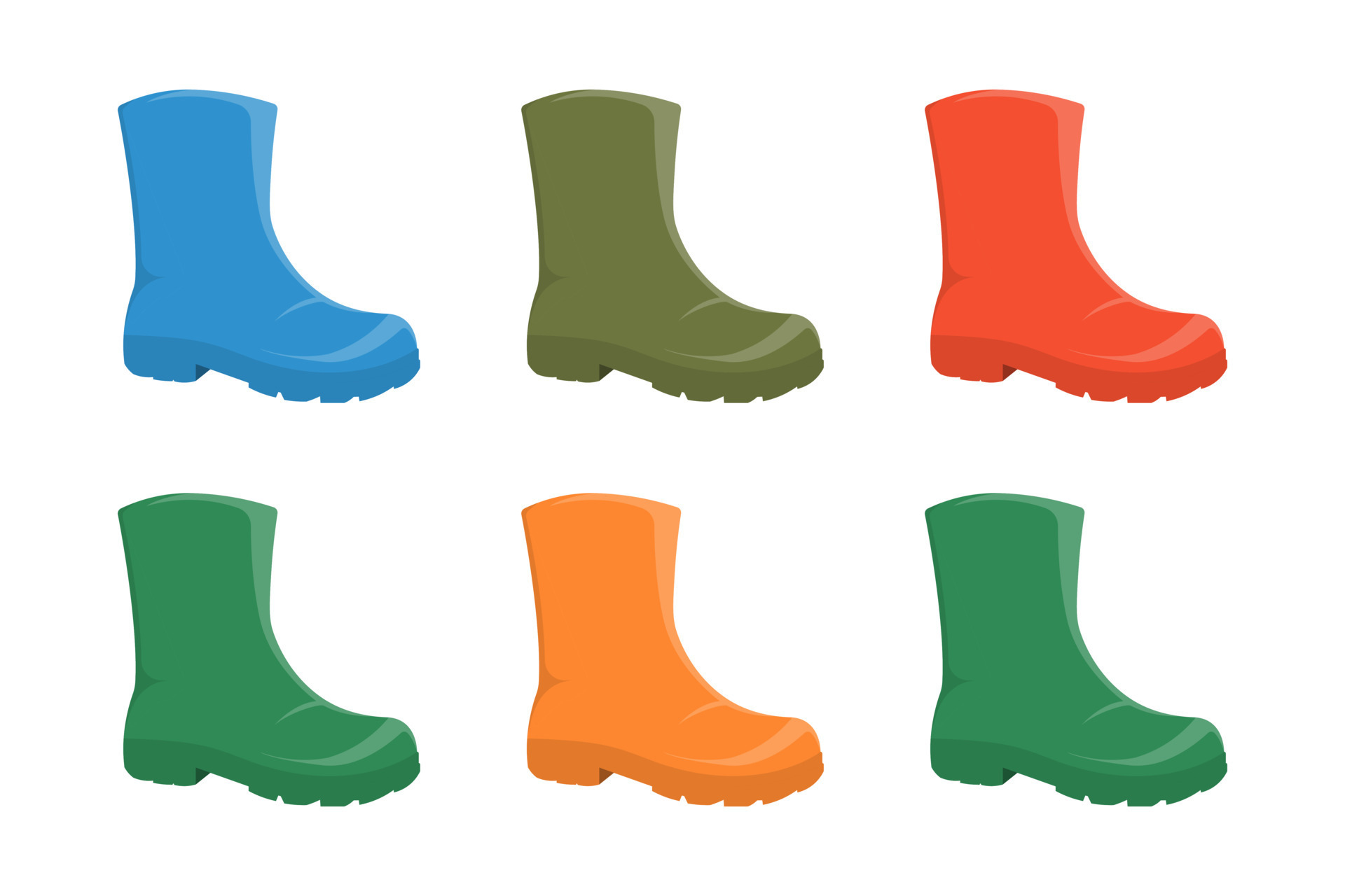 conjunto de vetores de botas de borracha coloridas 15687172 Vetor no  Vecteezy