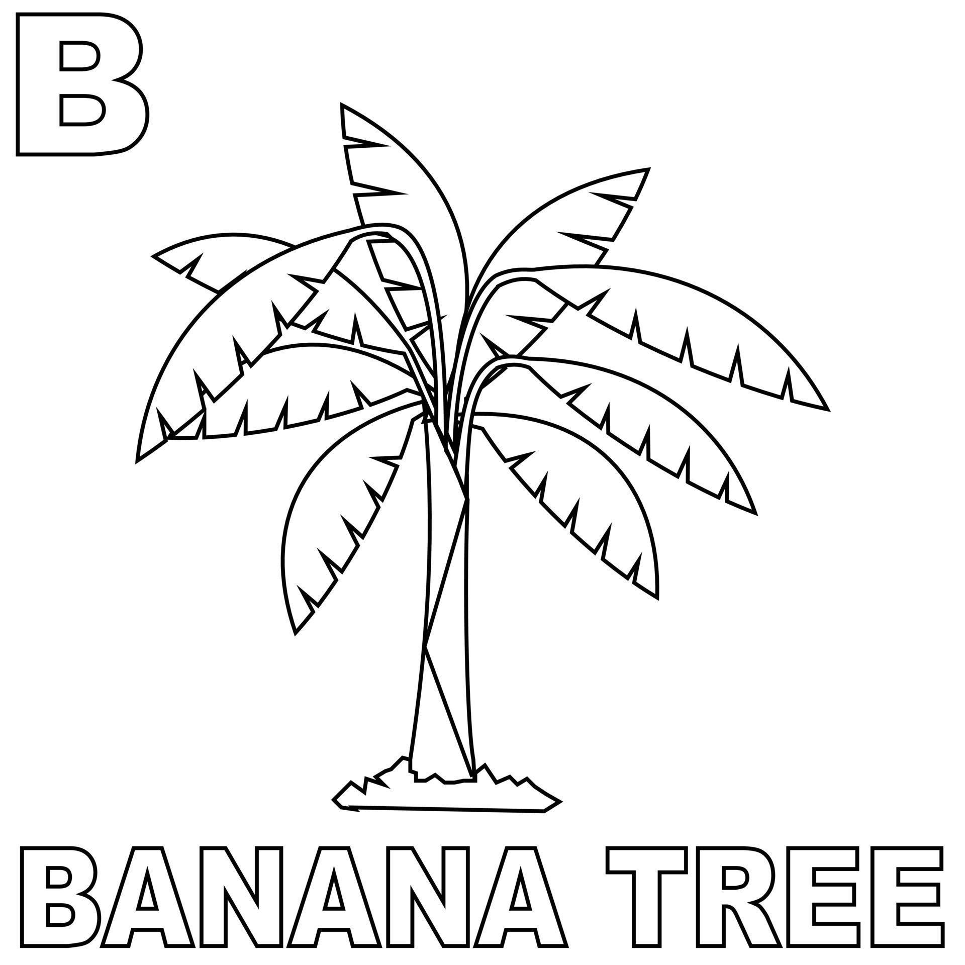 Desenho de banana para colorir com b maiúsculo para apresentar a letra b às  crianças