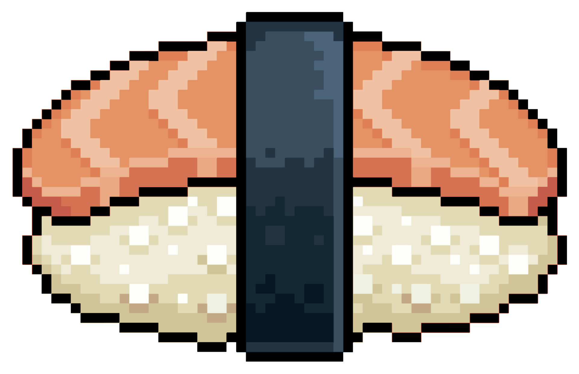 Pixel de 8 bits de comida japonesa onigiri para ativos de jogos em  ilustrações vetoriais