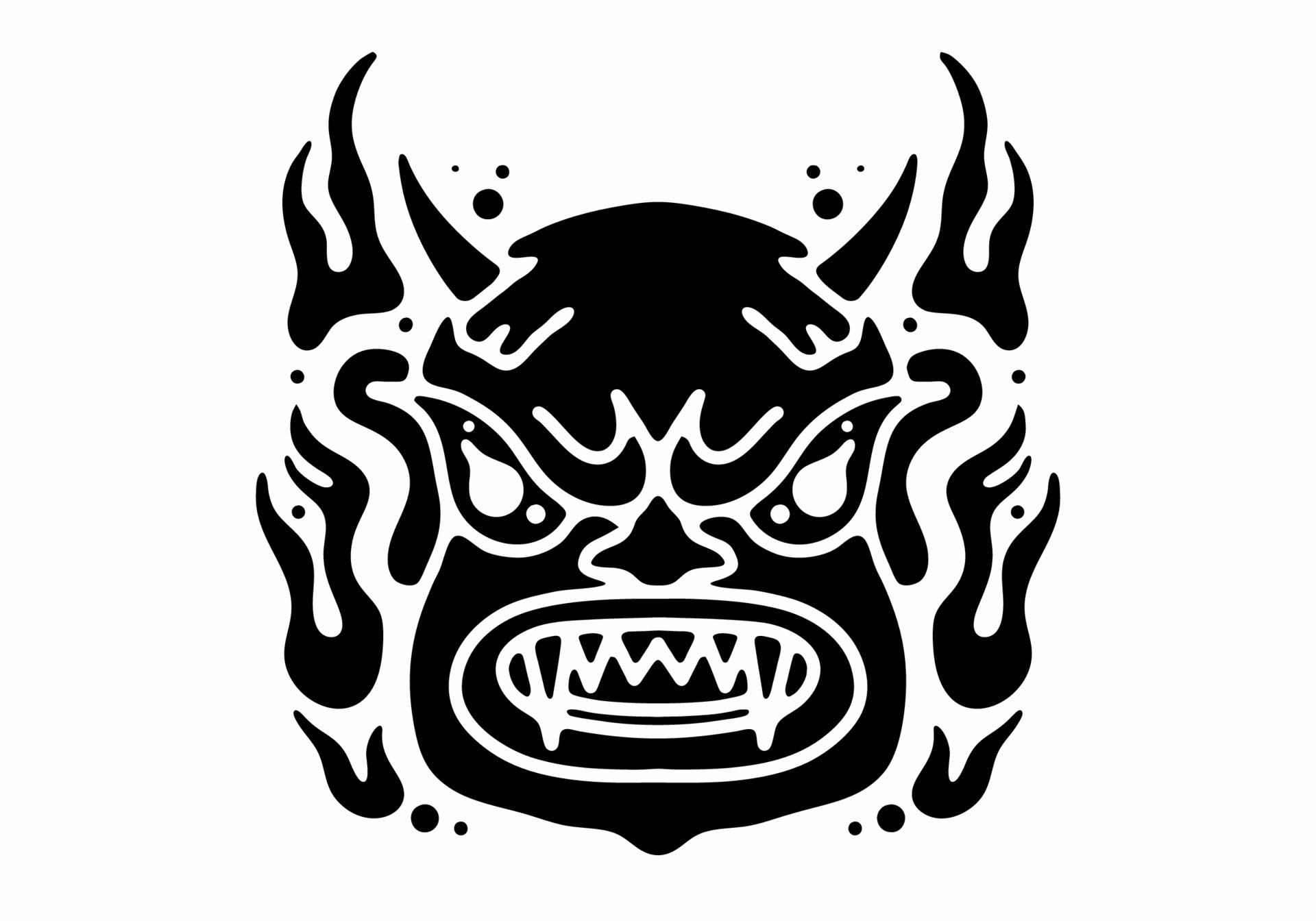 desenho de tatuagem de rosto de monstro com chifre e chama de fogo 15766626  Vetor no Vecteezy
