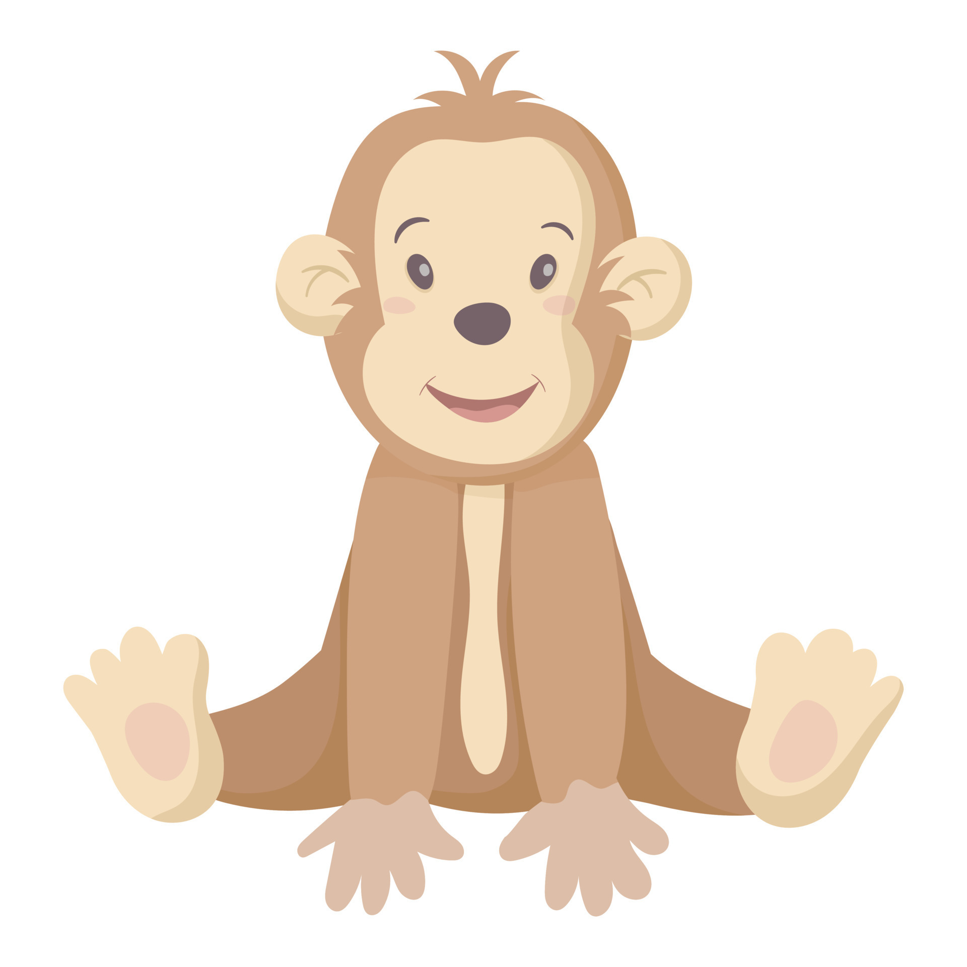 Macaco · desenho · animado · enforcamento · bebê · criança · folha -  ilustração de vetor © jawa123 (#7333634)