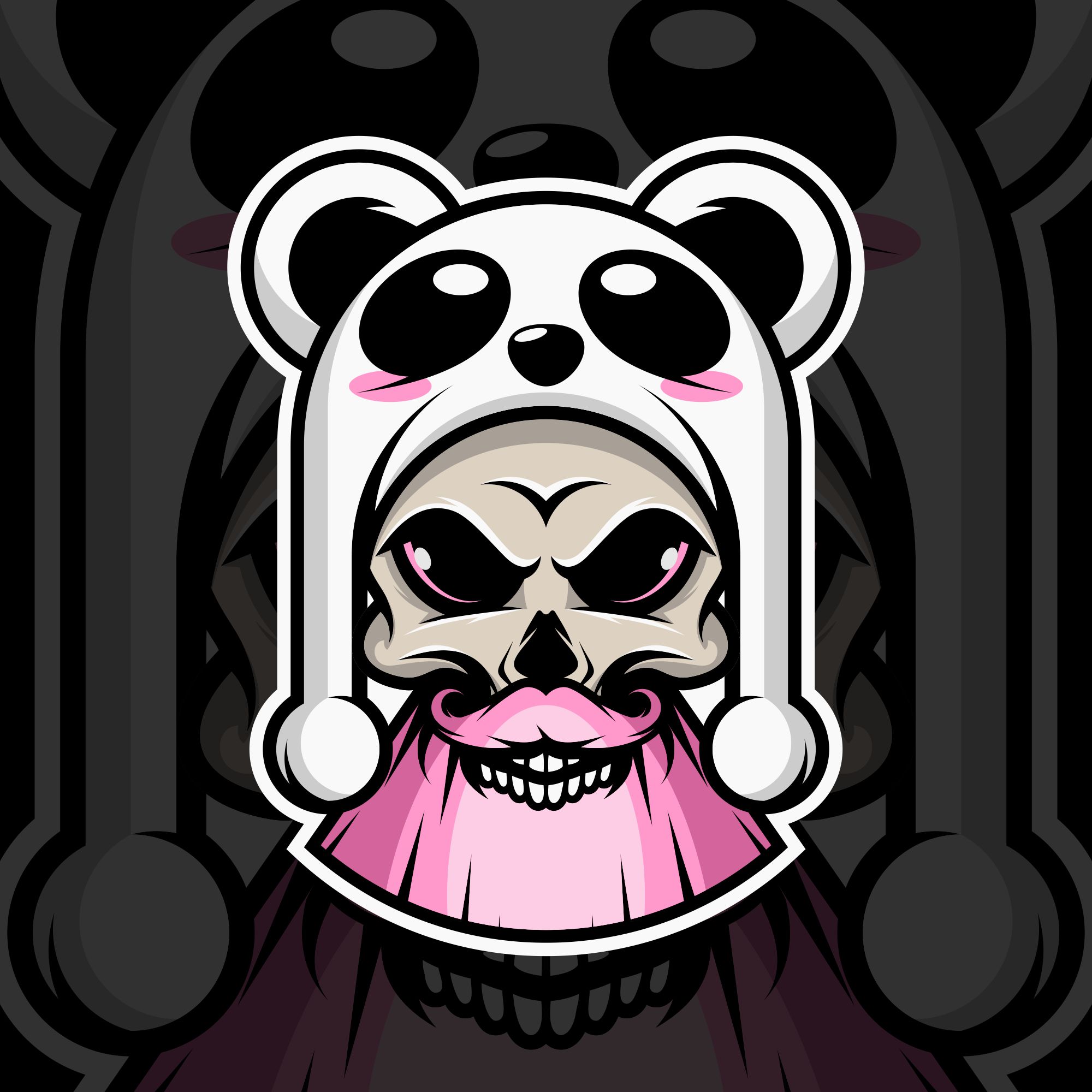 Desenhe o rosto de panda com chapéu de jogador preto. Ilo vetorial  desenhado à mão imagem vetorial de i_panki© 66260315