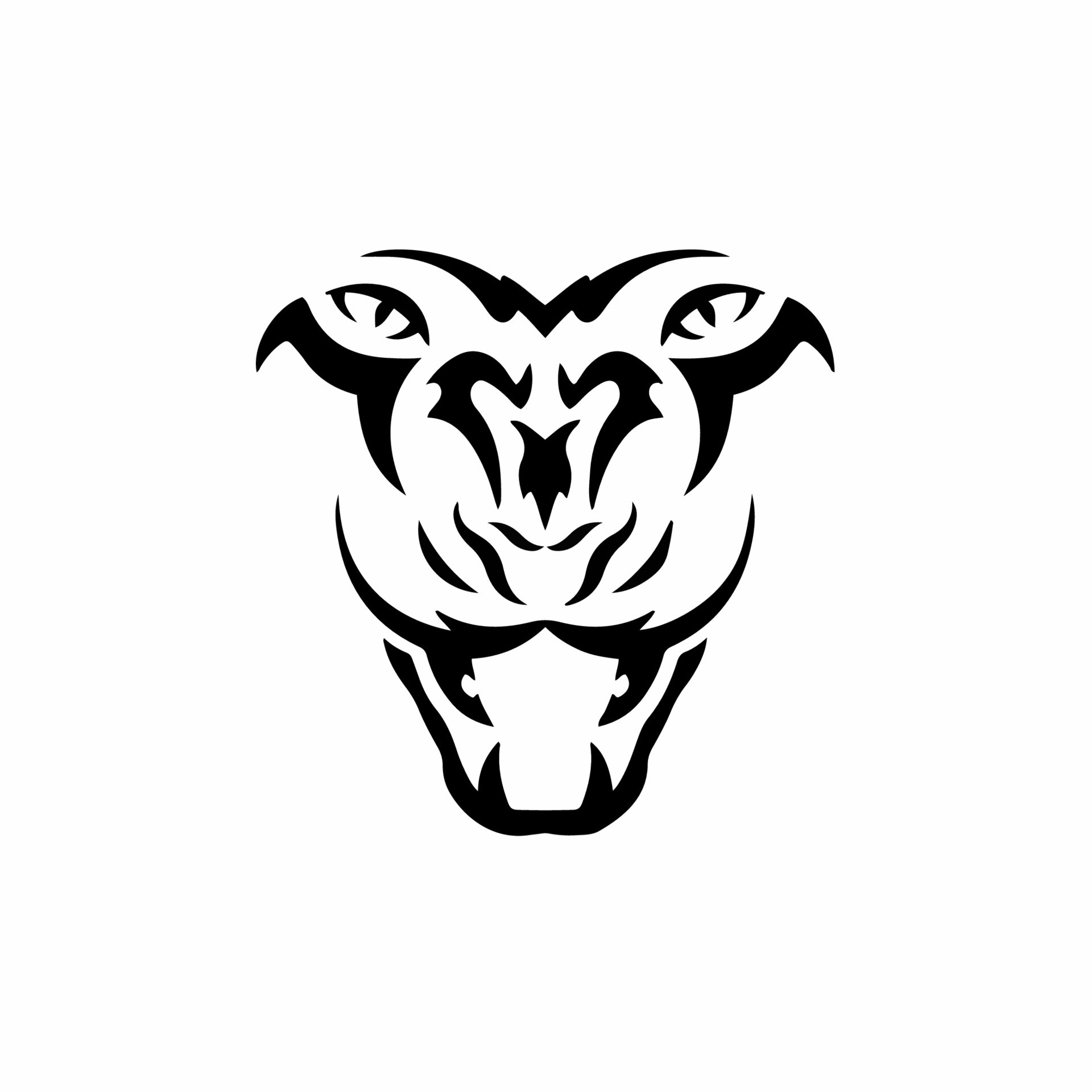 cabeça de tigre no logotipo do símbolo de fogo no fundo branco. desenho de  tatuagem tribal de animais selvagens. ilustração vetorial plana de estêncil  de decalque 14398096 Vetor no Vecteezy