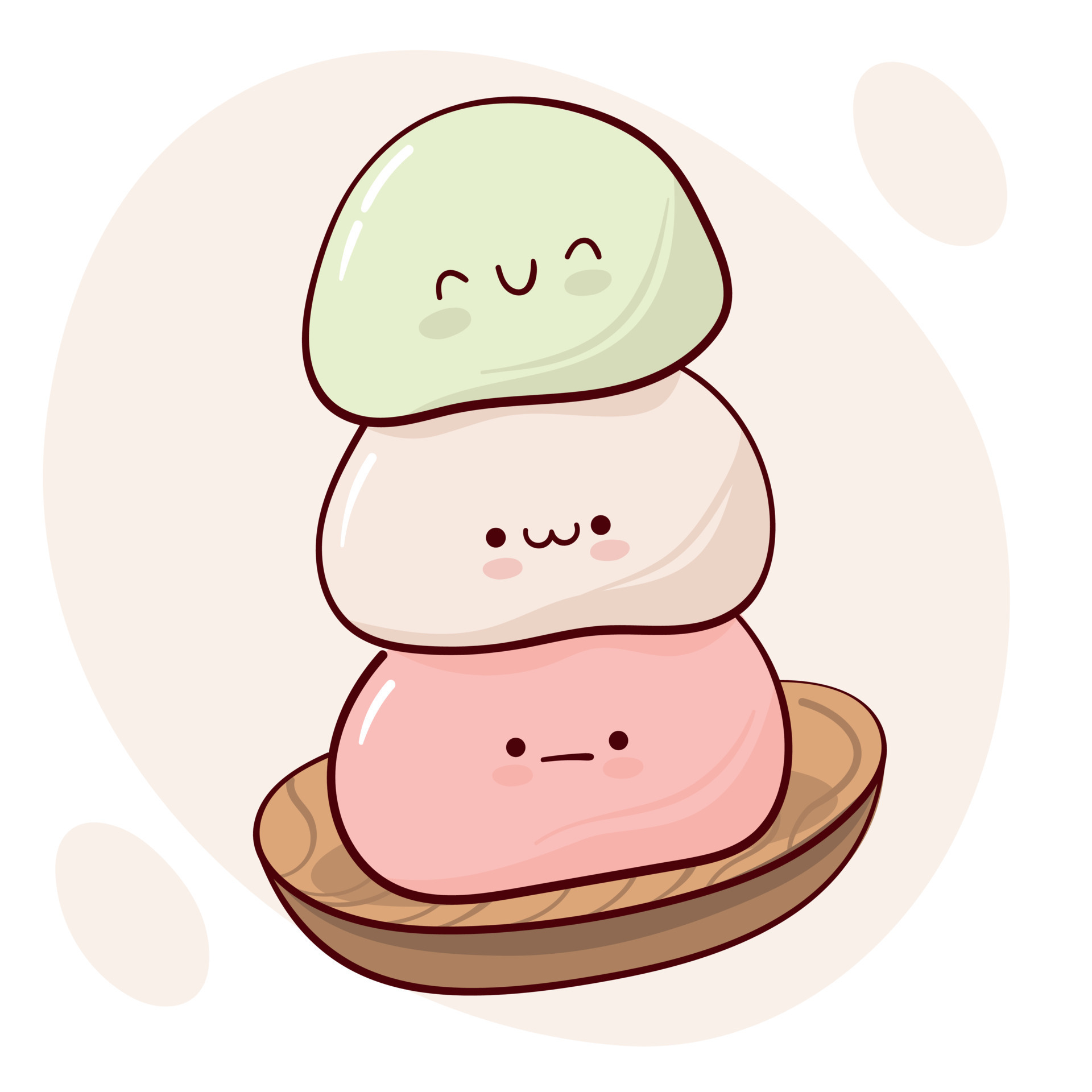 Desenho Do Vetor Mochi Daifuku Doce Tradição Kawaii Japan