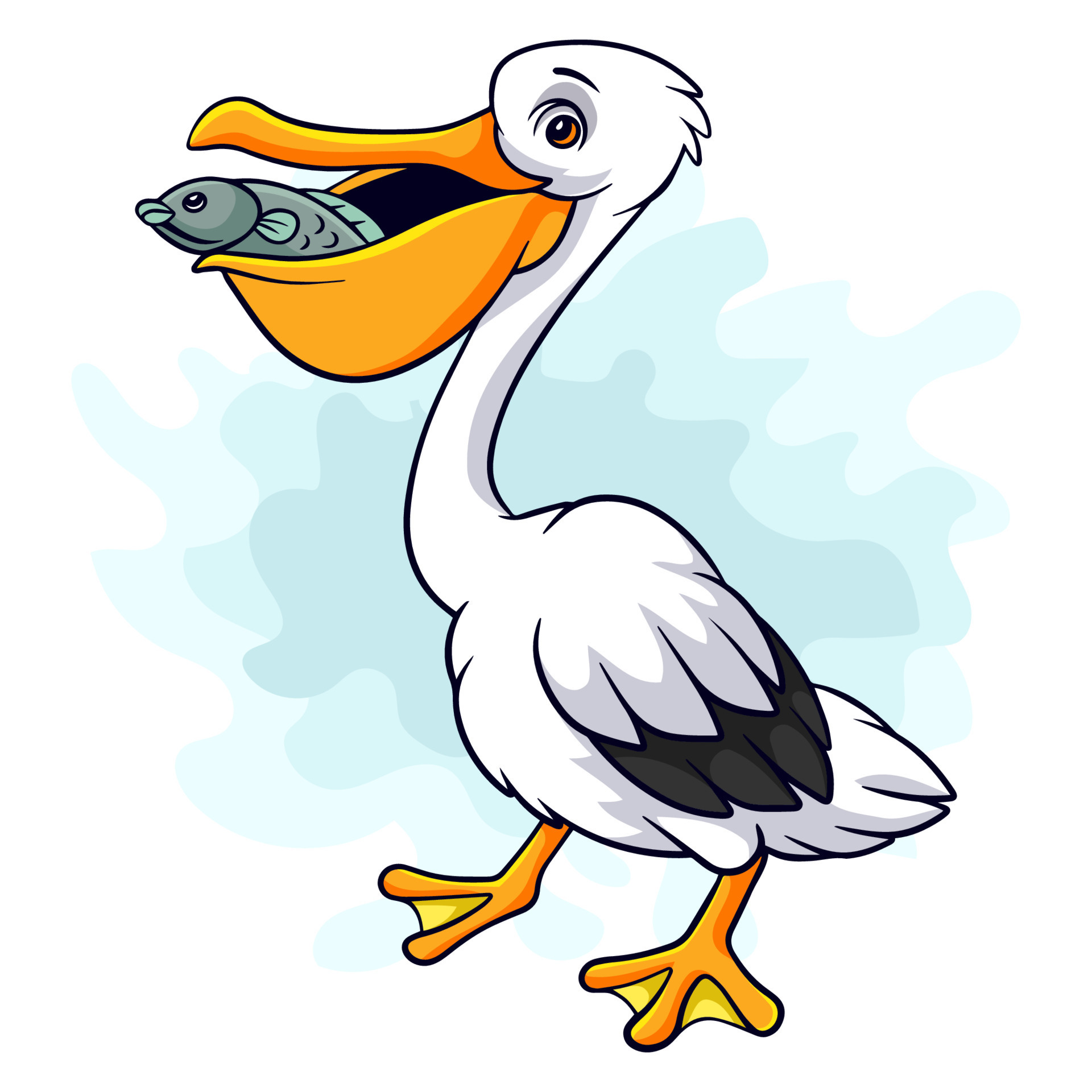 pássaro pelicano engraçado dos desenhos animados isolado no fundo branco  16245826 Vetor no Vecteezy