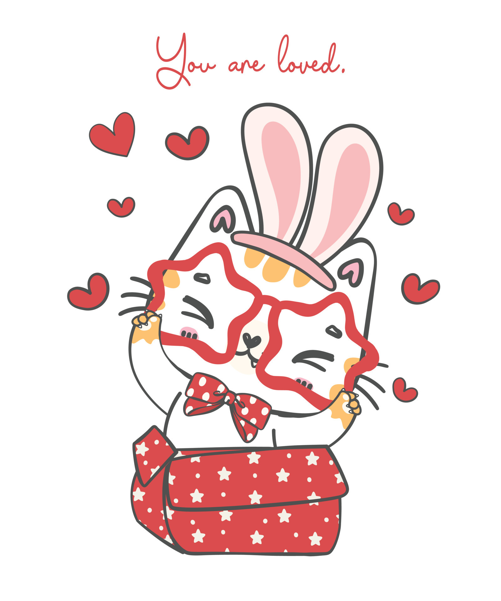 Mão desenhar um coelho fofo com coração