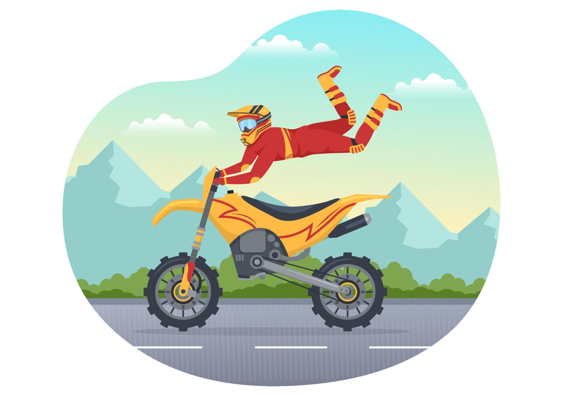 ilustração de motocross com um piloto andando de bicicleta pela