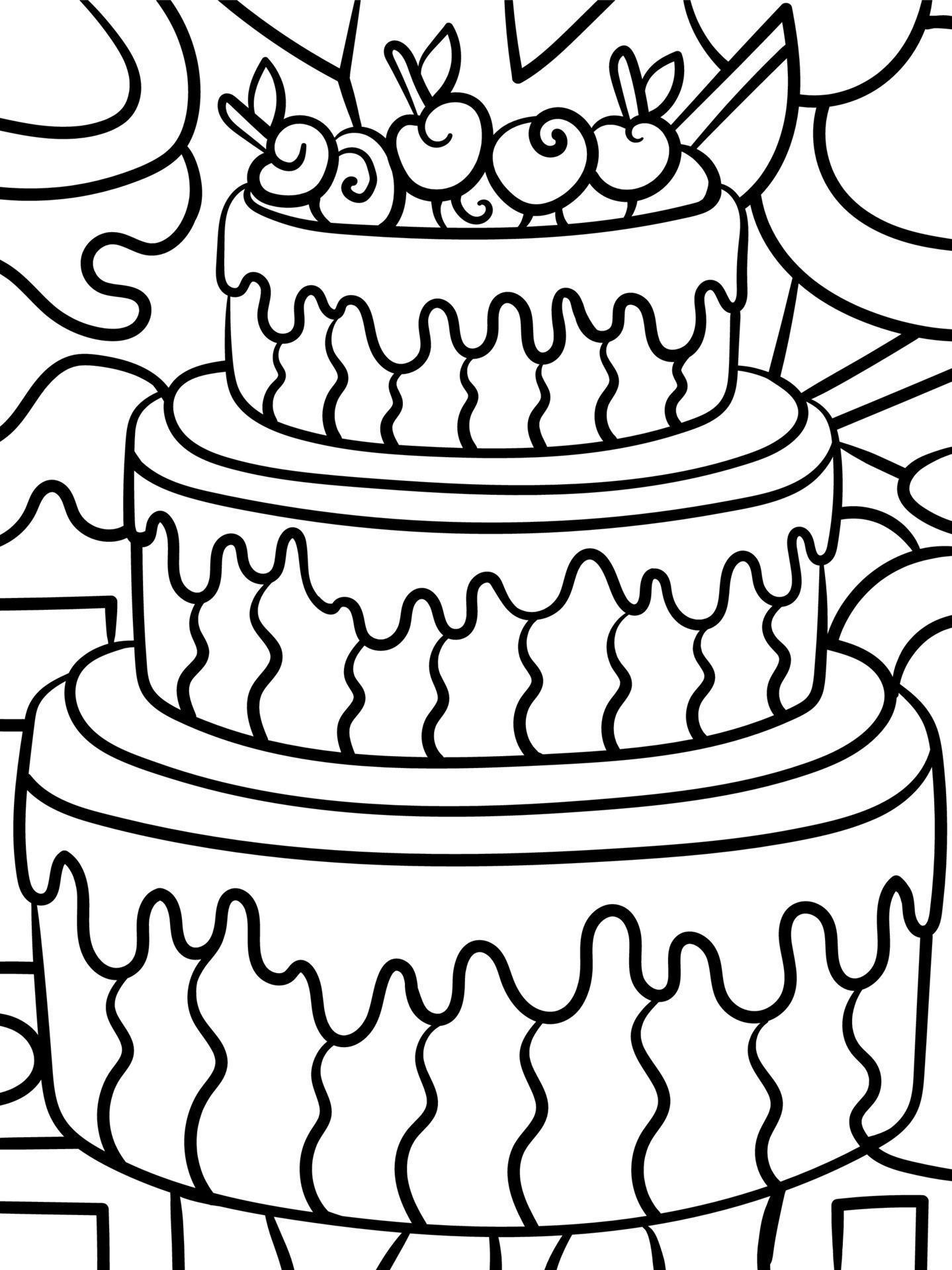 desenho de bolo para colorir de comida doce para crianças 17197960 Vetor no  Vecteezy