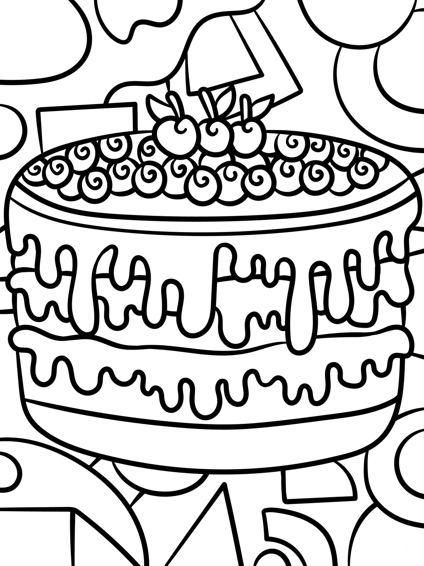 desenho de bolo para colorir de comida doce para crianças 17197908 Vetor no  Vecteezy
