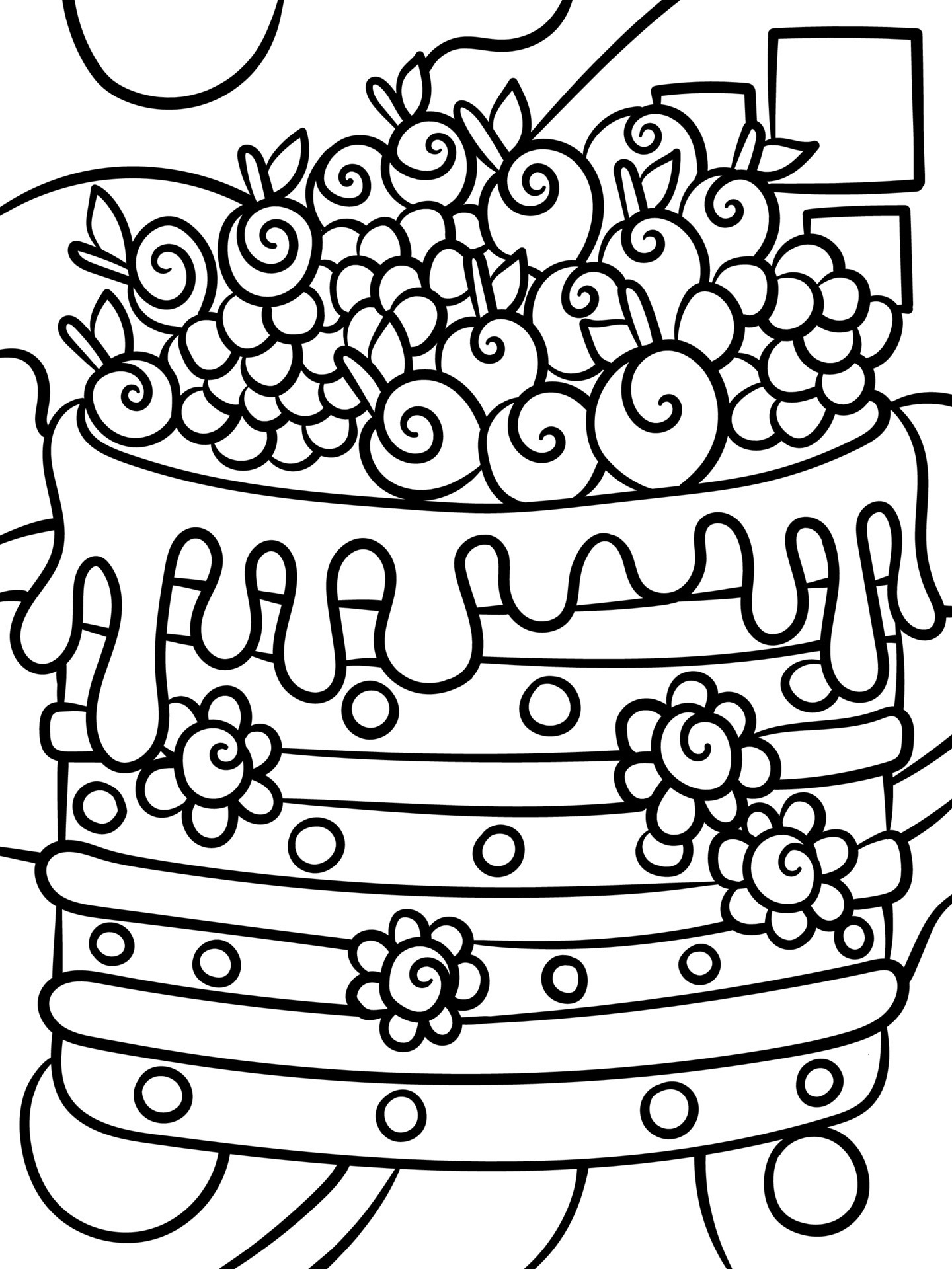 desenho de bolo para colorir de comida doce para crianças 17197960 Vetor no  Vecteezy