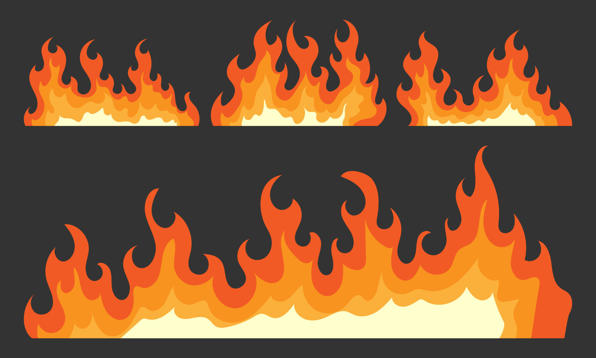 Coleção De Chamas De Desenho Animado. Fogo Quente Chama Isola