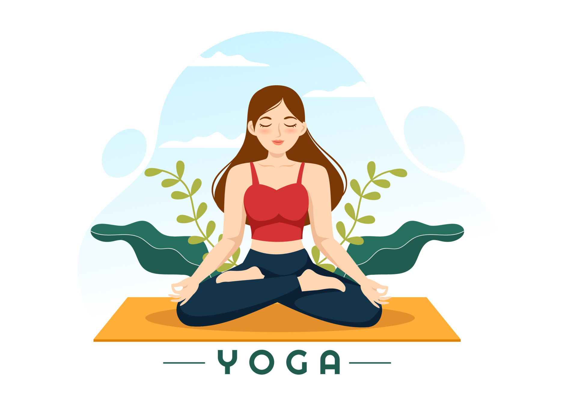 ilustração de práticas de ioga e meditação com benefícios para a saúde do  corpo para banner da web ou página de destino em modelos desenhados à mão  de desenhos animados planos 17283008