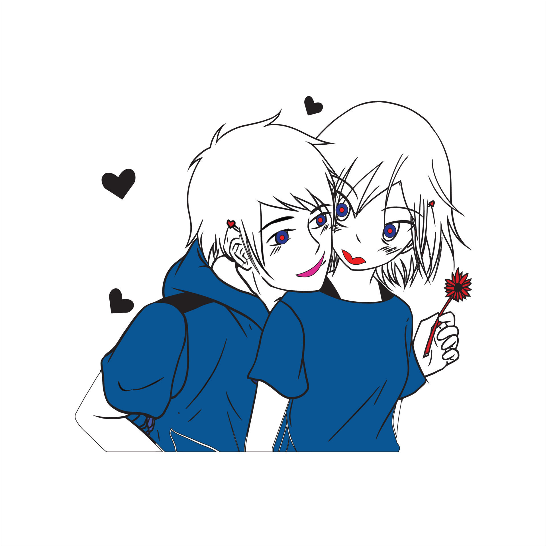 Anime casal se beijando